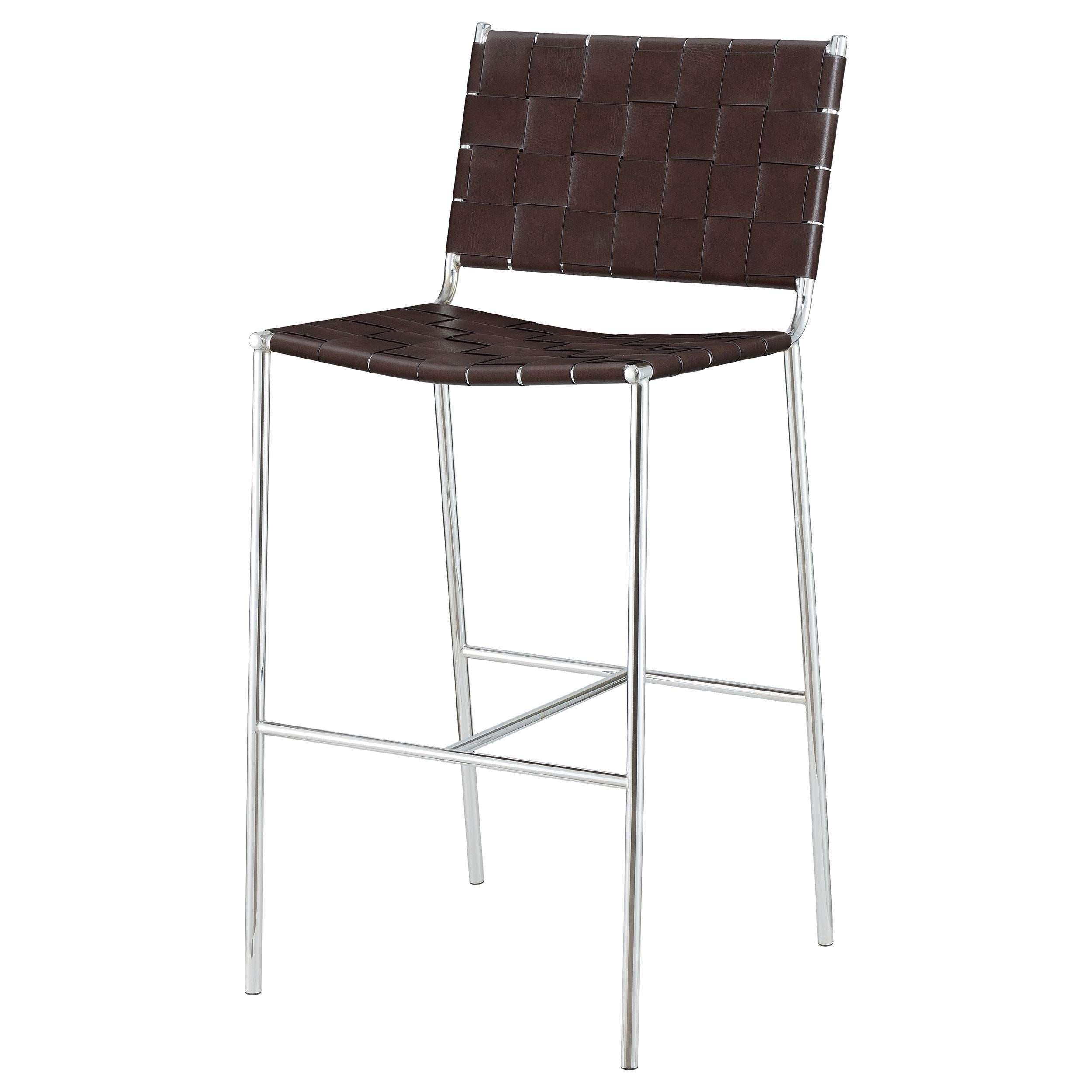 Coaster Furniture Adelaide 183584 Upholstered Pub Height Bar Stool - Brown and Chrome - Image 3
