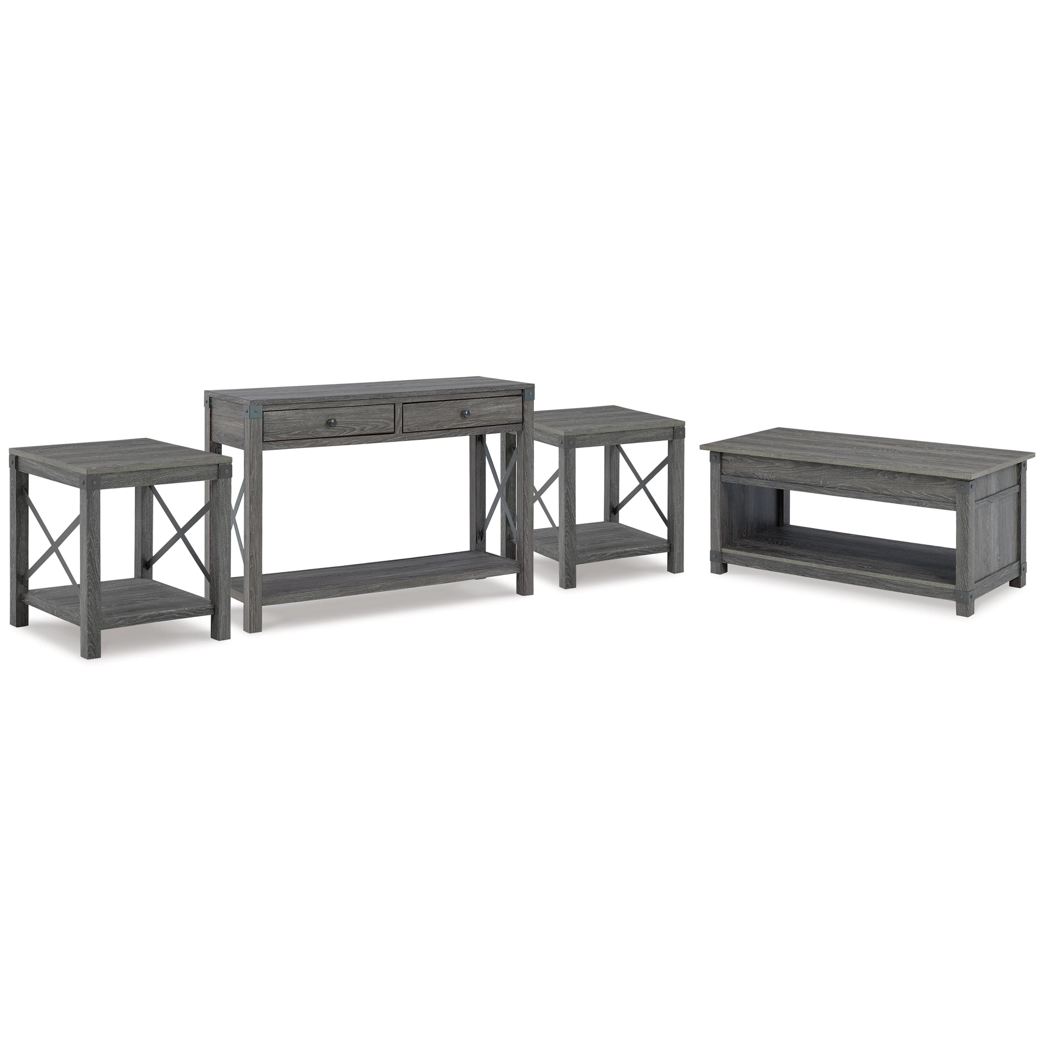 Signature Design by Ashley Freedan T175T2 Lift-top Coffee Table, 2 End Tables and Console - Image 1