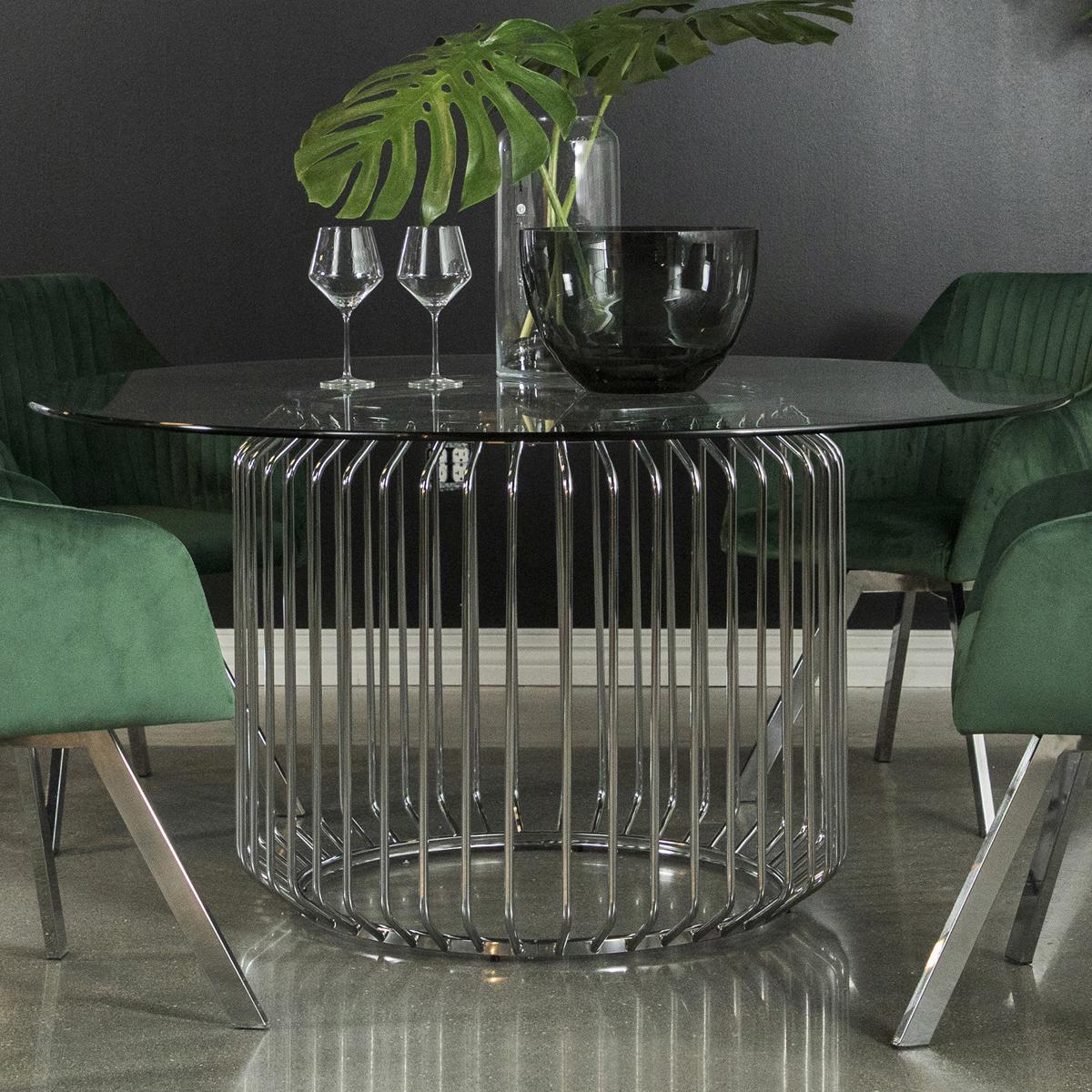 Coaster Furniture Veena 193430BG Round 60-inch Glass Top Metal Dining Table - Chrome - Image 1
