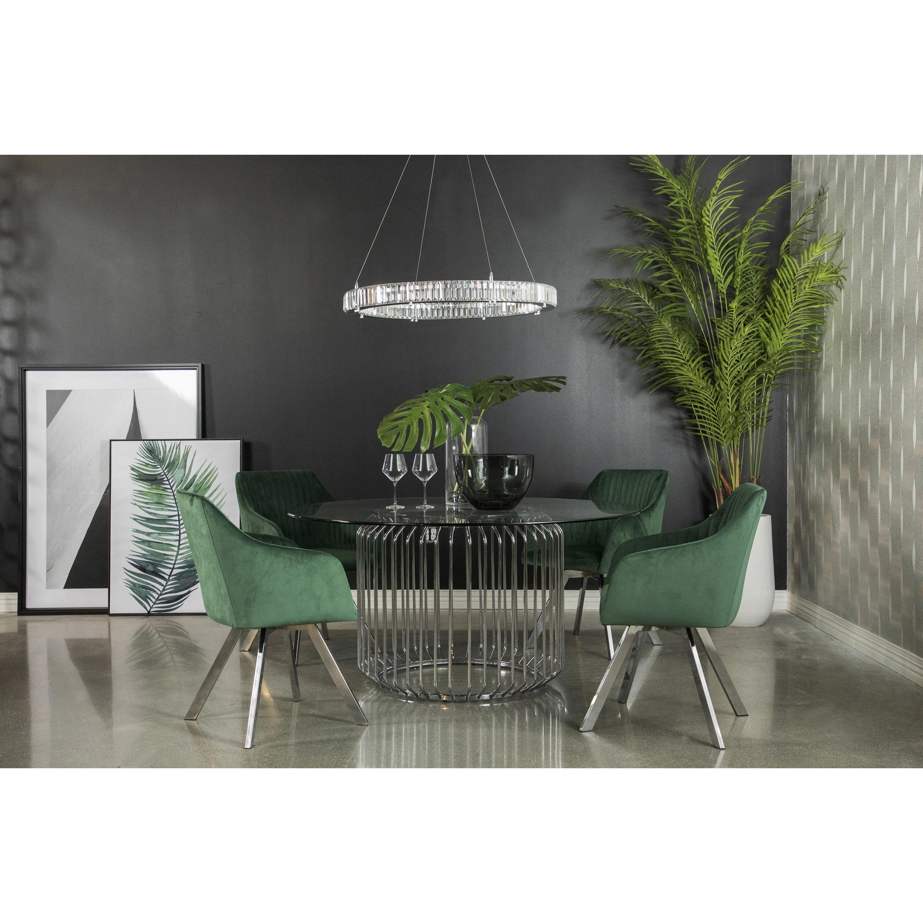 Coaster Furniture Veena 193430BG Round 60-inch Glass Top Metal Dining Table - Chrome - Image 2