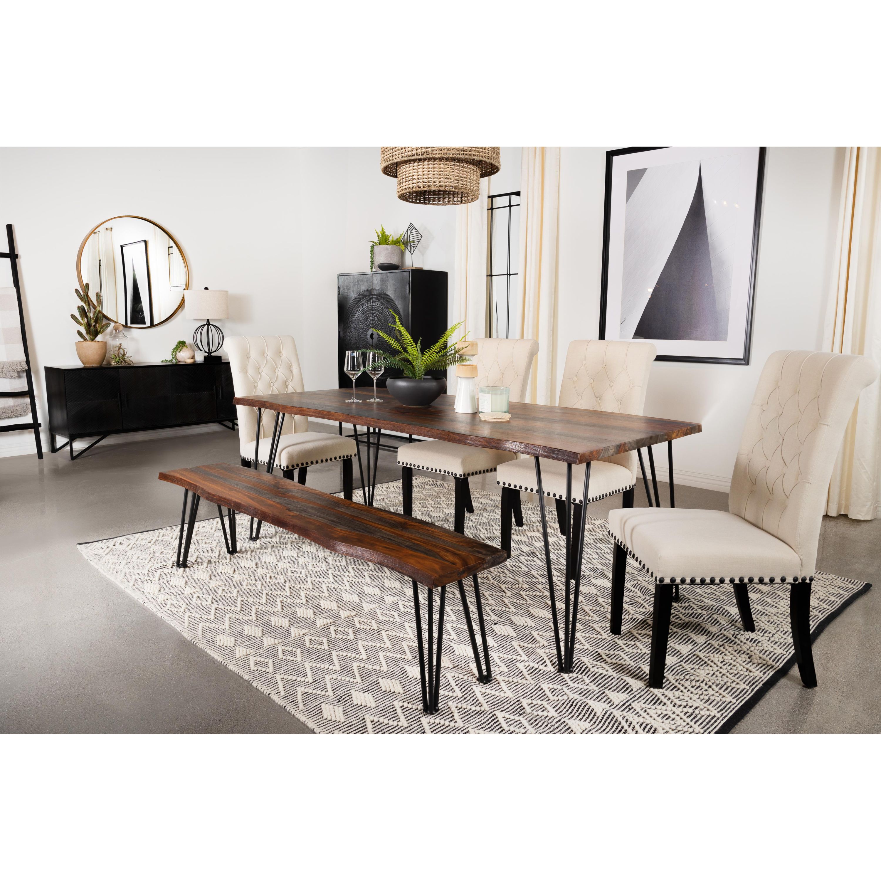 Coaster Furniture Neve 193861 80-inch Live Edge Dining Table - Grey Sheesham - Image 2