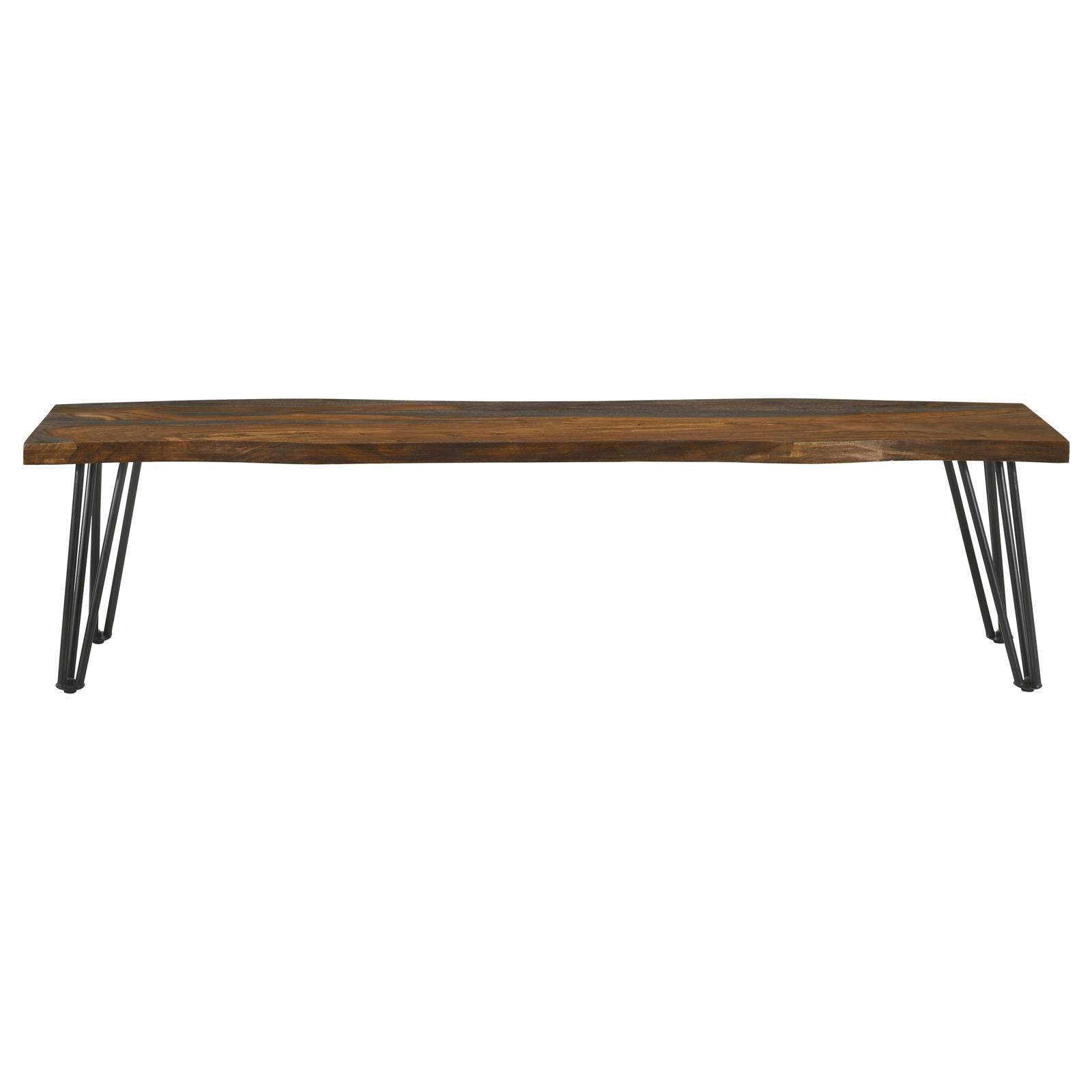 Coaster Furniture Neve 193863 Live Edge Wood Dining Bench Hairpin Legs - Grey Sheesham - Image 3