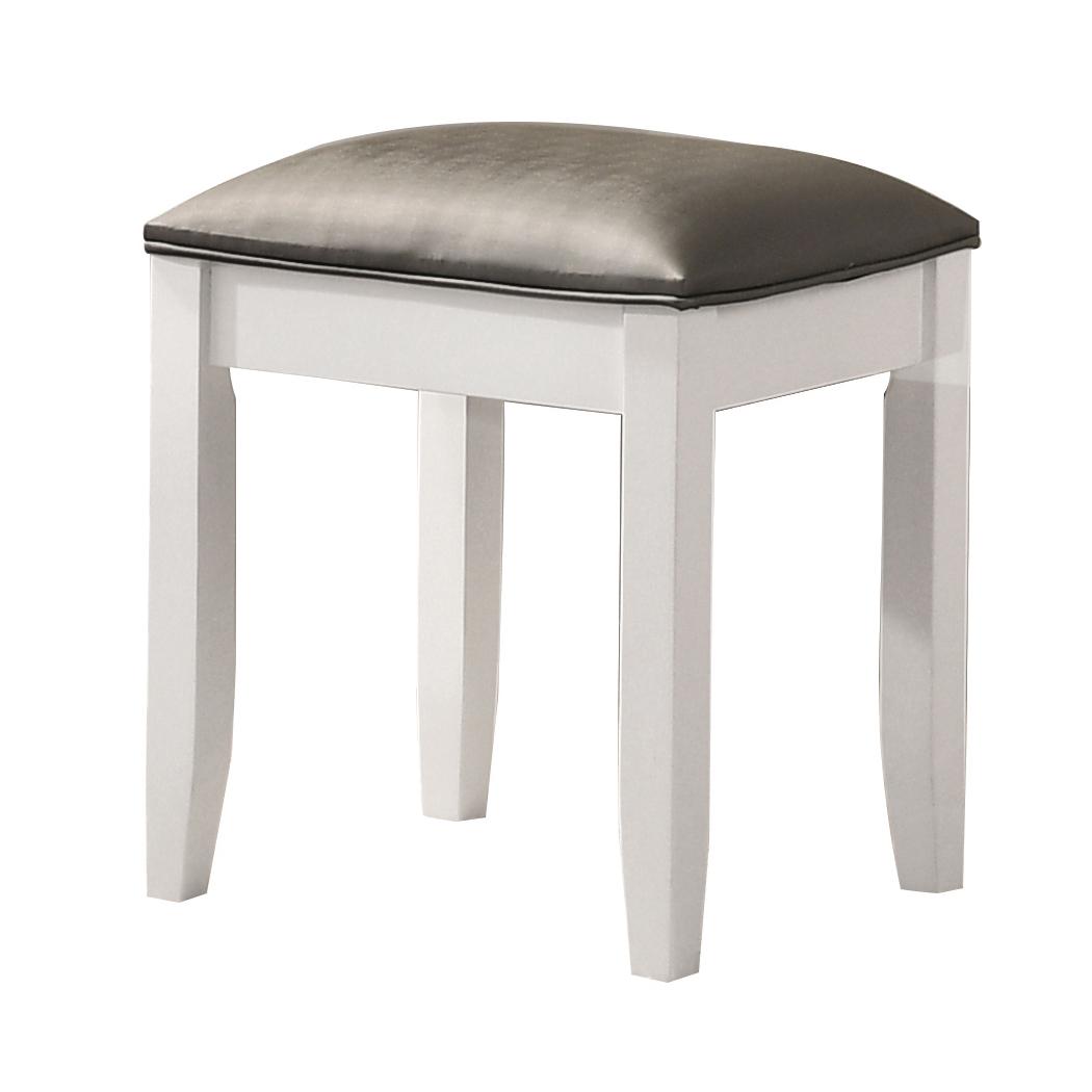 Coaster Furniture Felicity 203507STL Upholstered Vanity Stool - Metallic and Glossy White - Image 1