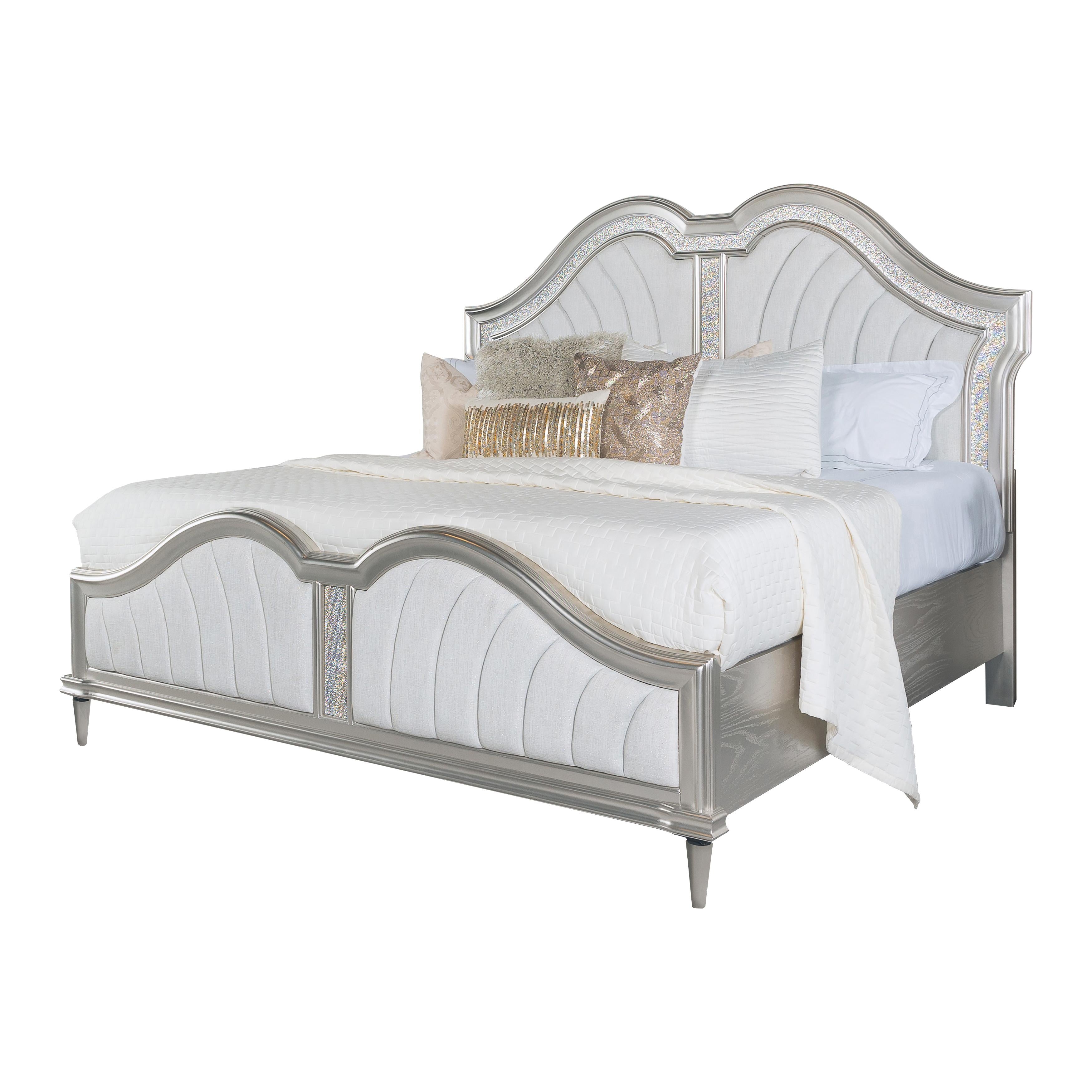 Coaster Furniture Evangeline 223391KE Wood Eastern King LED Panel Bed - Silver Oak - Image 1