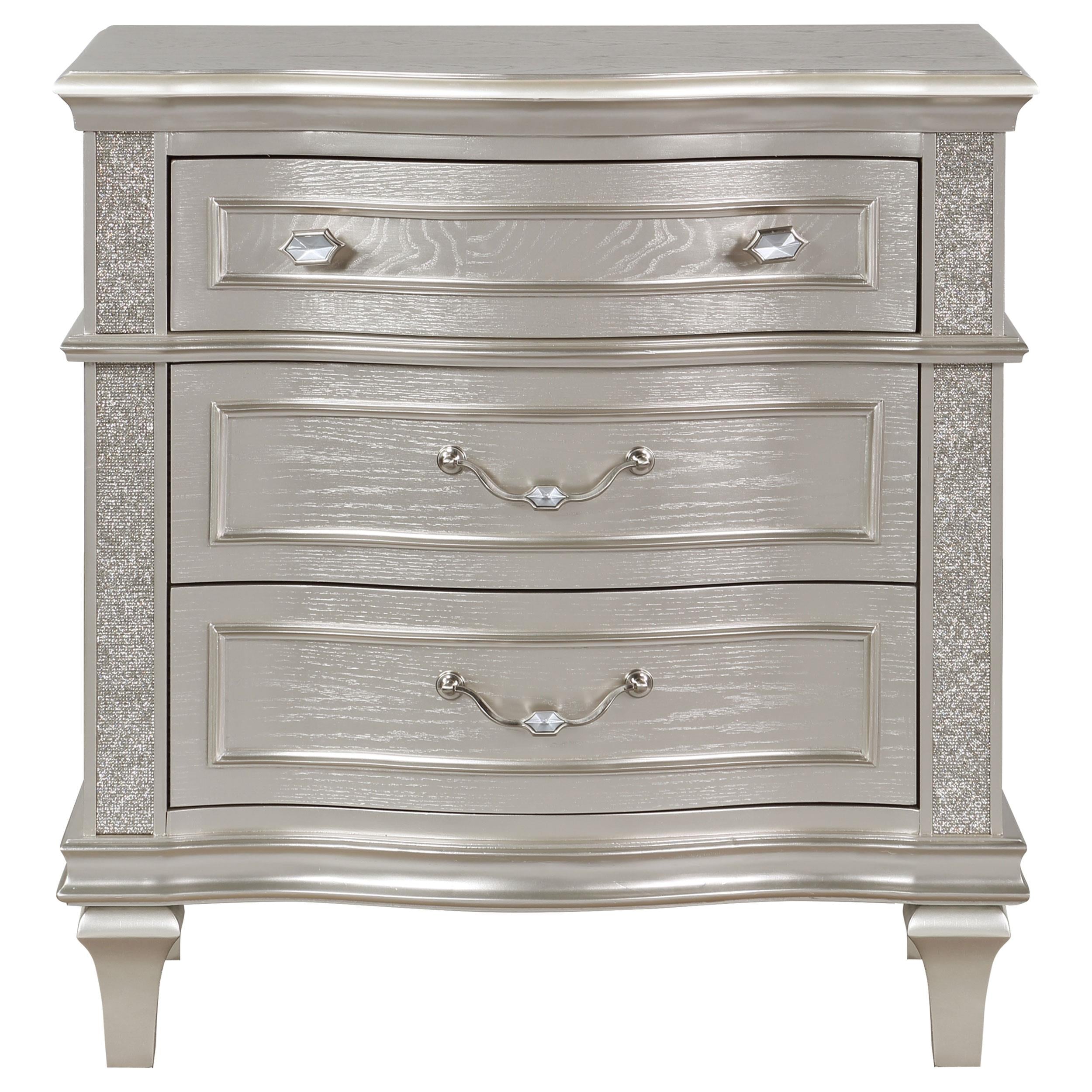 Coaster Furniture Evangeline 223392 3-Drawer Nightstand - Silver Oak - Image 2