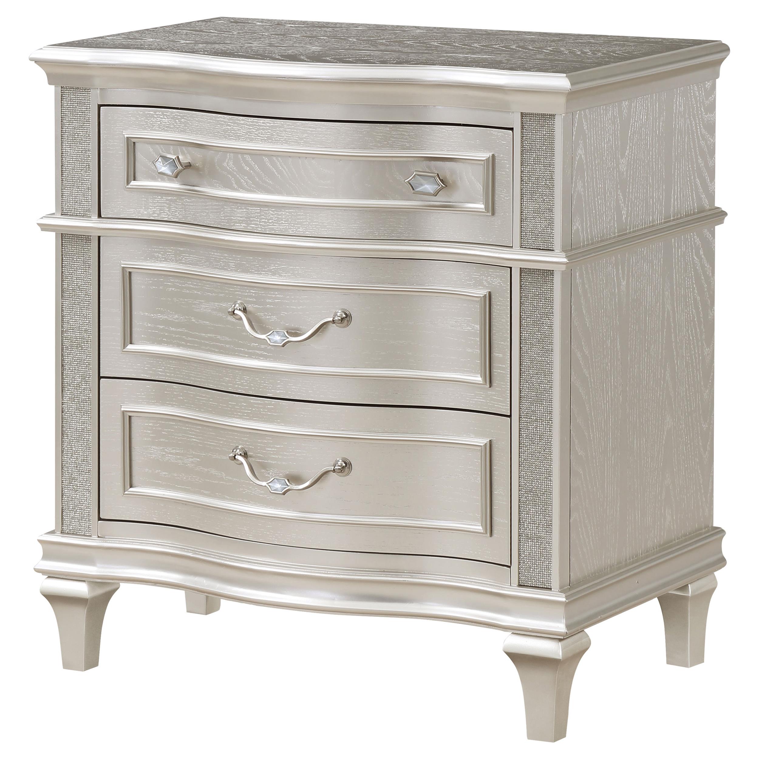 Coaster Furniture Evangeline 223392 3-Drawer Nightstand - Silver Oak - Image 3