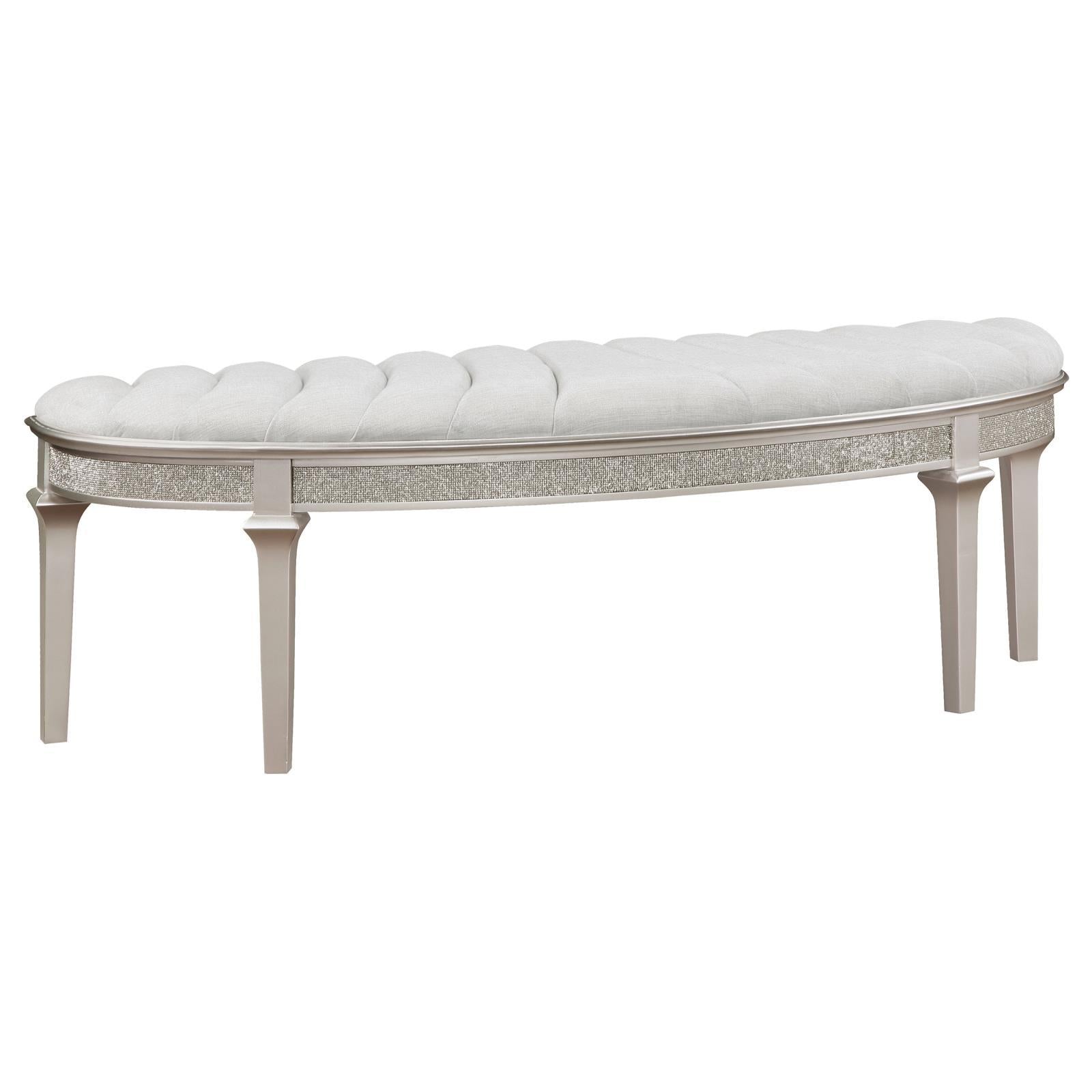 Coaster Furniture Evangeline 223396 Curved Fabric Upholstered Bench – Silver Oak