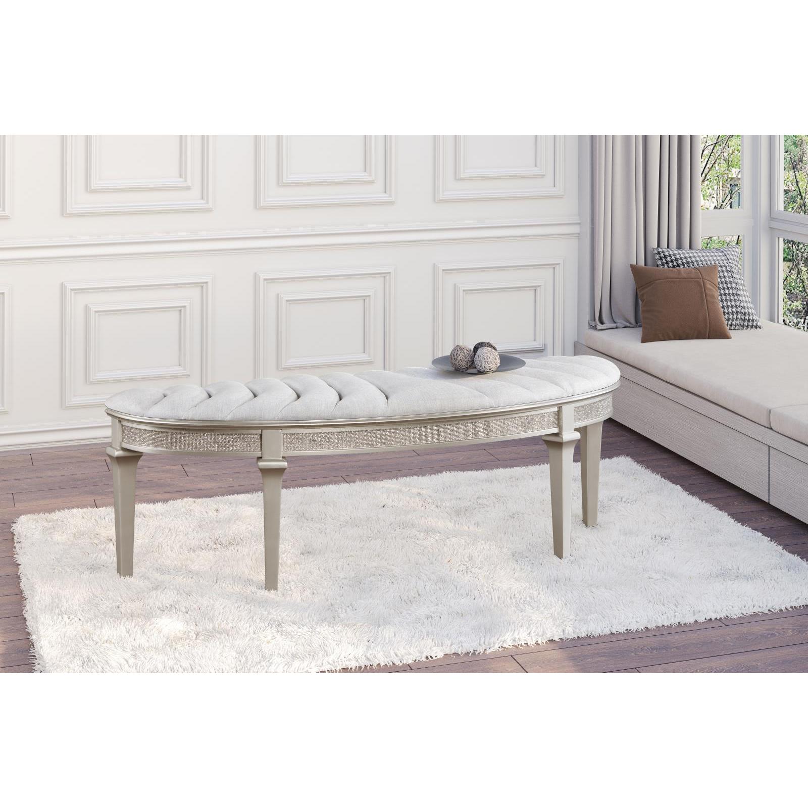 Coaster Furniture Evangeline 223396 Curved Fabric Upholstered Bench - Silver Oak - Image 2
