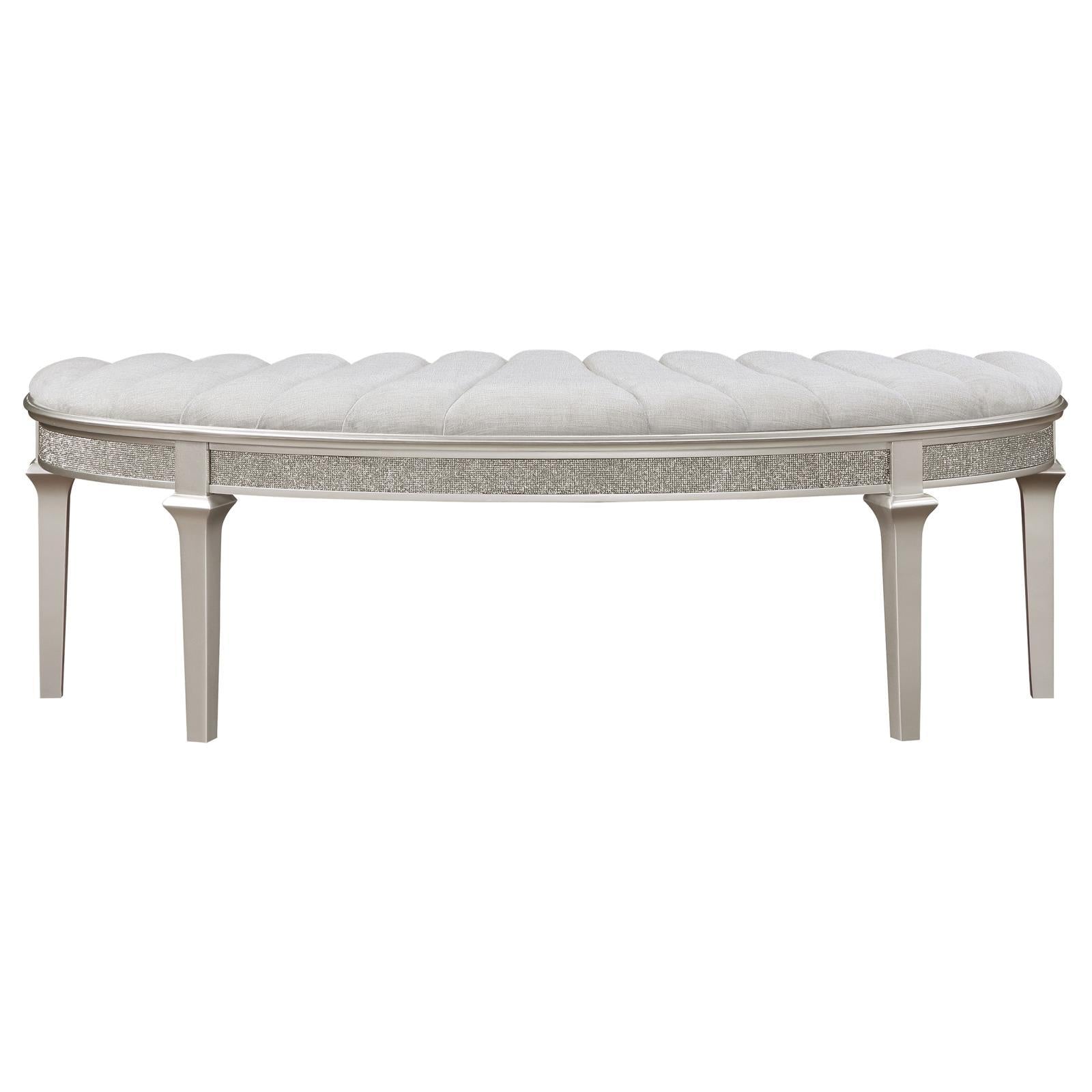 Coaster Furniture Evangeline 223396 Curved Fabric Upholstered Bench - Silver Oak - Image 3