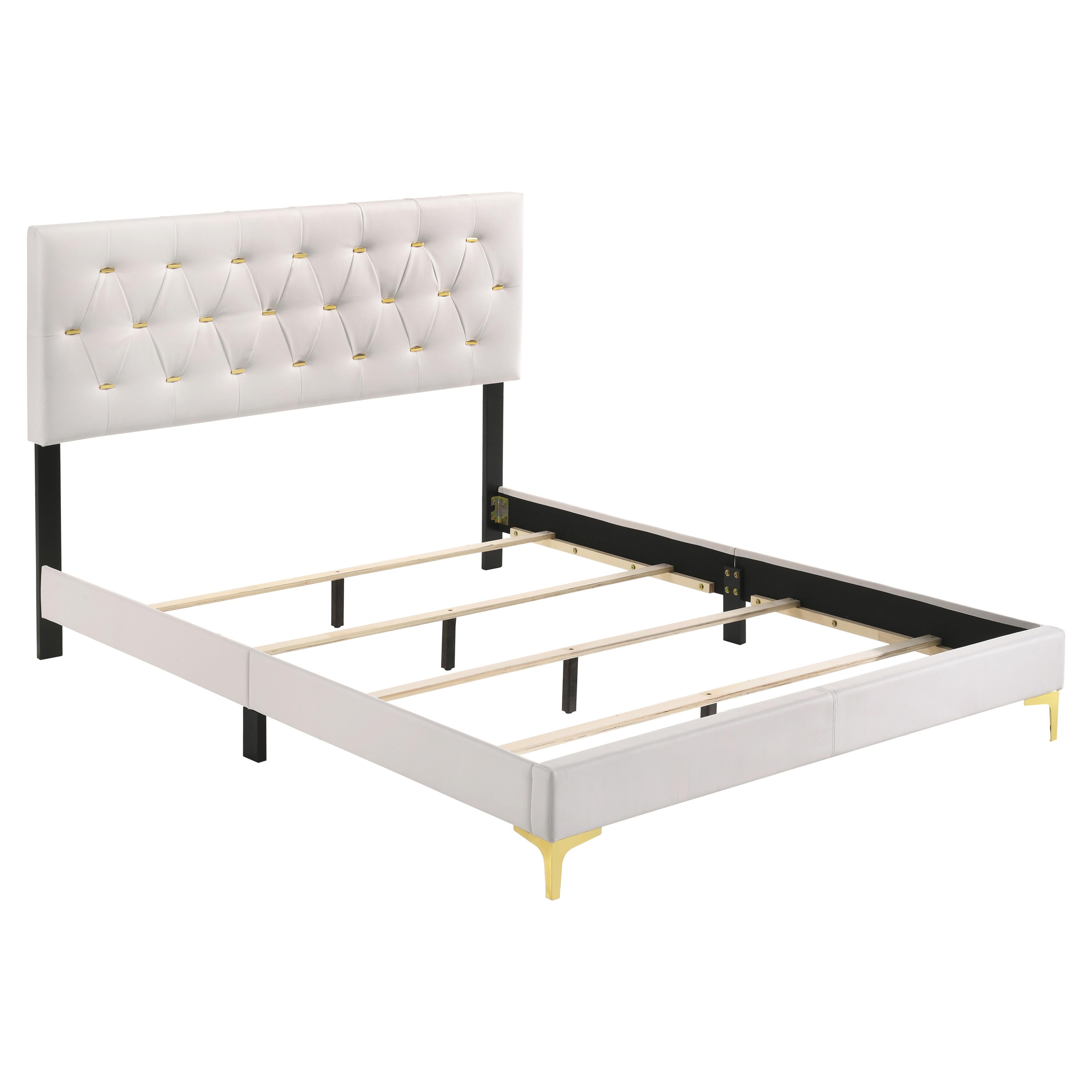 Coaster Furniture Kendall 224401KE Upholstered Eastern King Panel Bed - White - Image 3