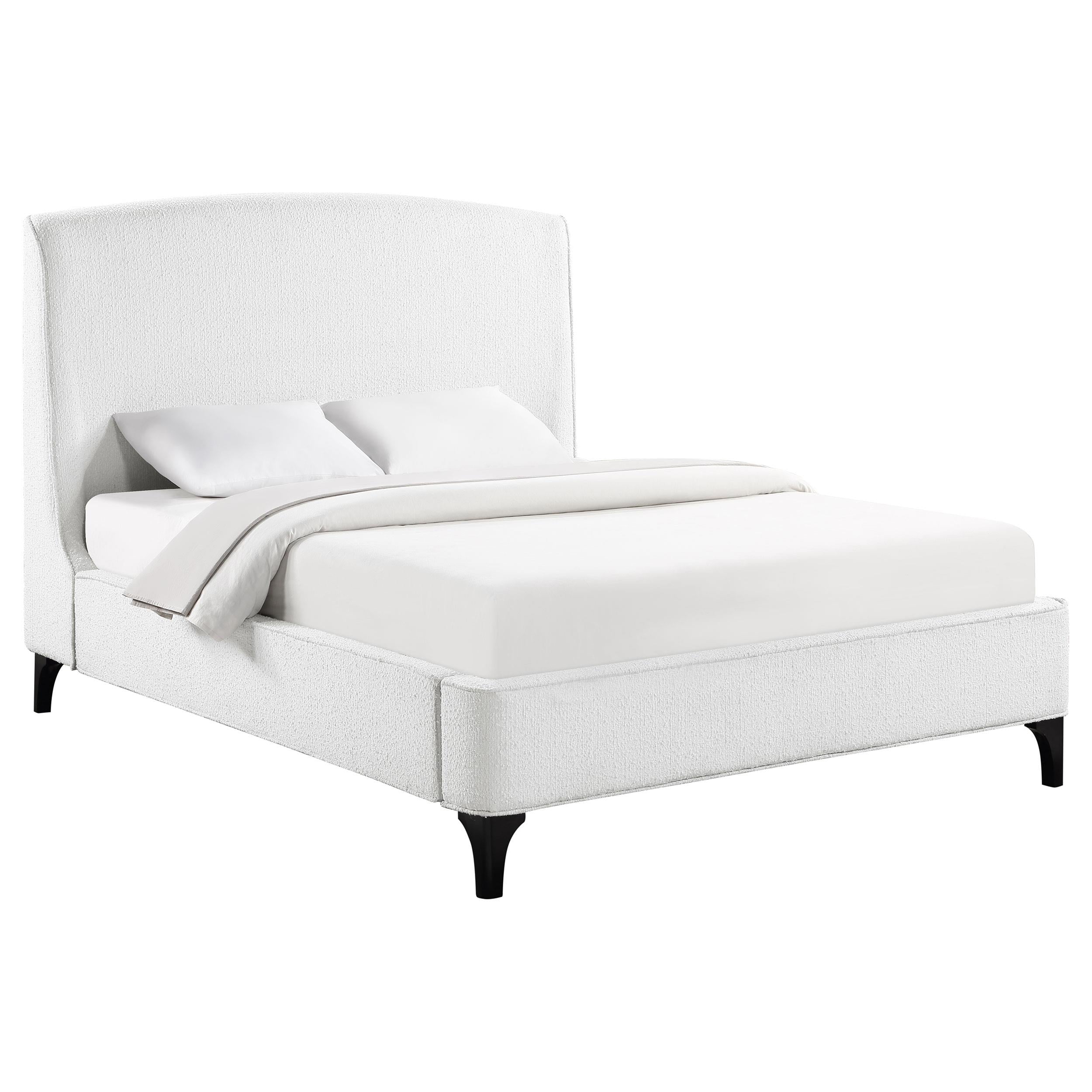 Coaster Furniture Mosby 306020Q Upholstered Queen Wingback Bed - Snow - Image 2