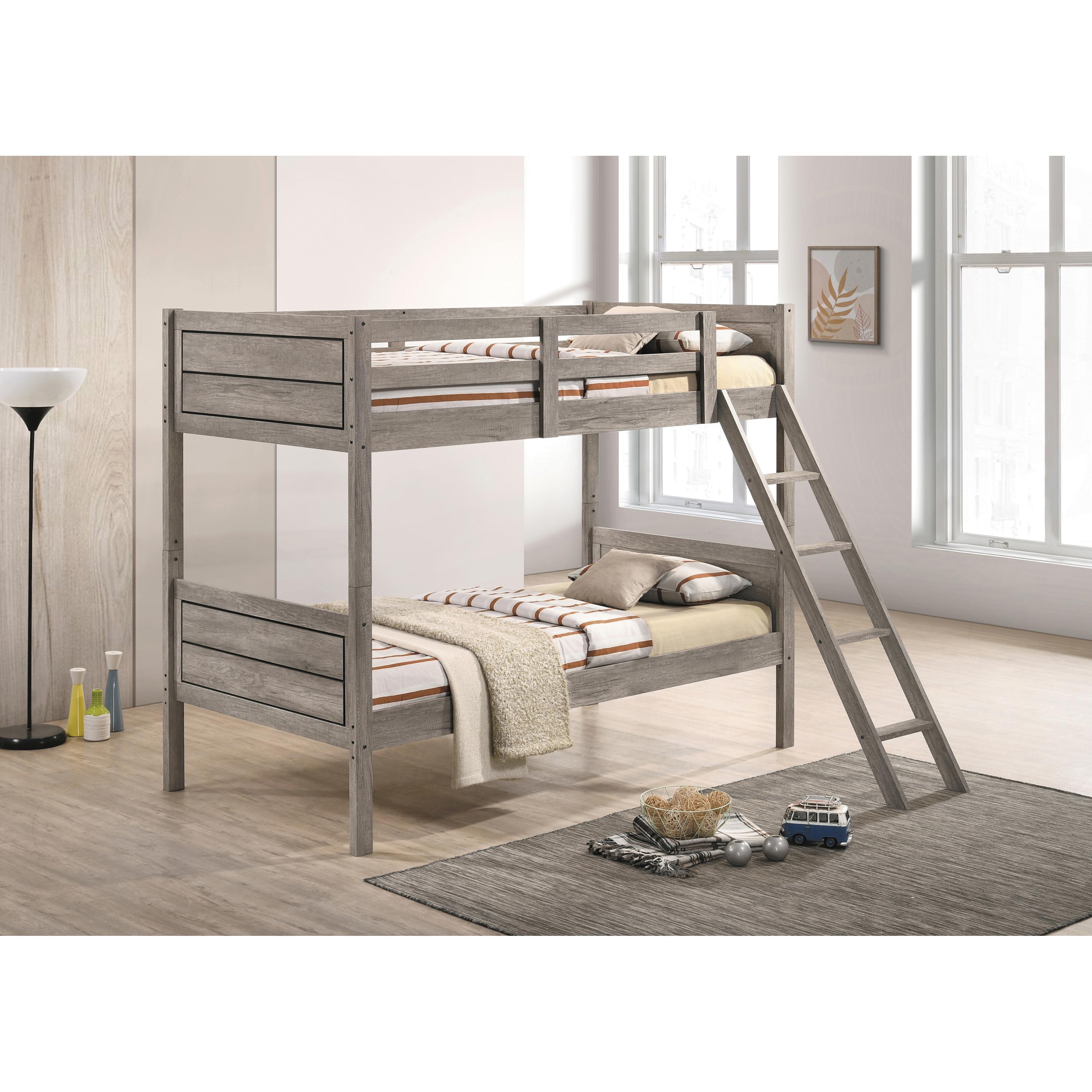 Coaster Furniture Ryder 400818 Wood Twin Over Twin Bunk Bed - Weathered Taupe - Image 2