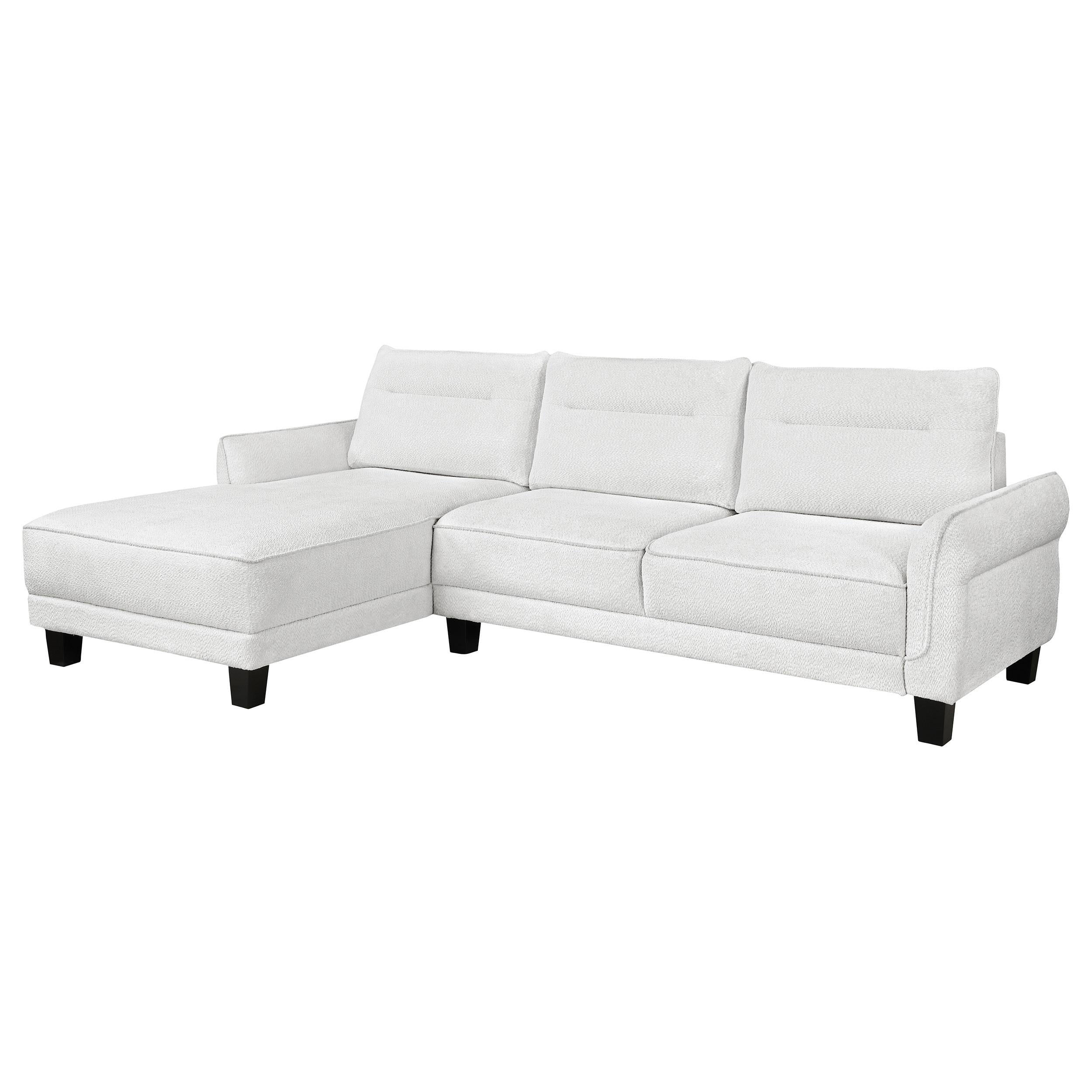 Coaster Furniture Caspian 509550 Upholstered Curved Arm Chaise Sectional Sofa - White - Image 1