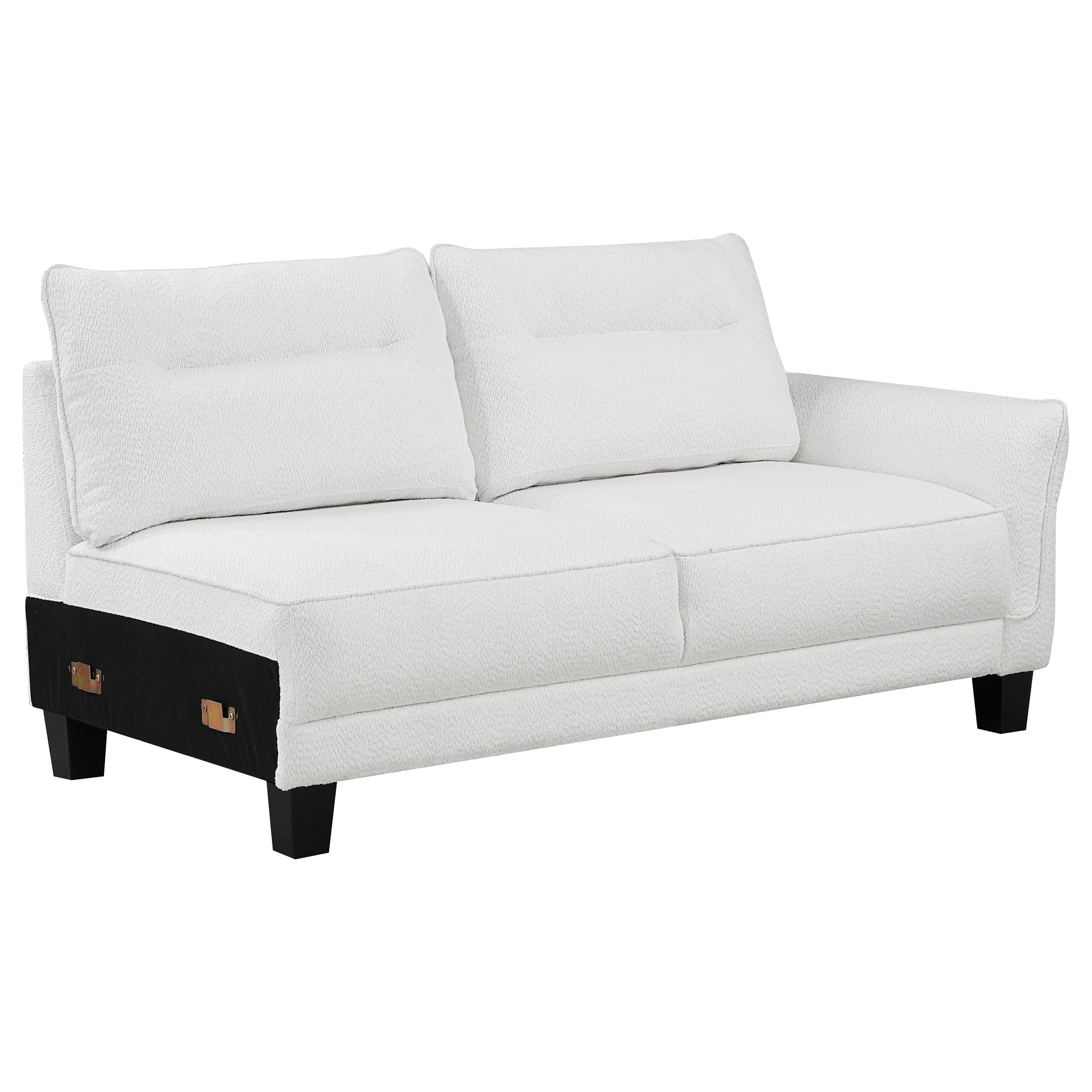 Coaster Furniture Caspian 509550 Upholstered Curved Arm Chaise Sectional Sofa - White - Image 3
