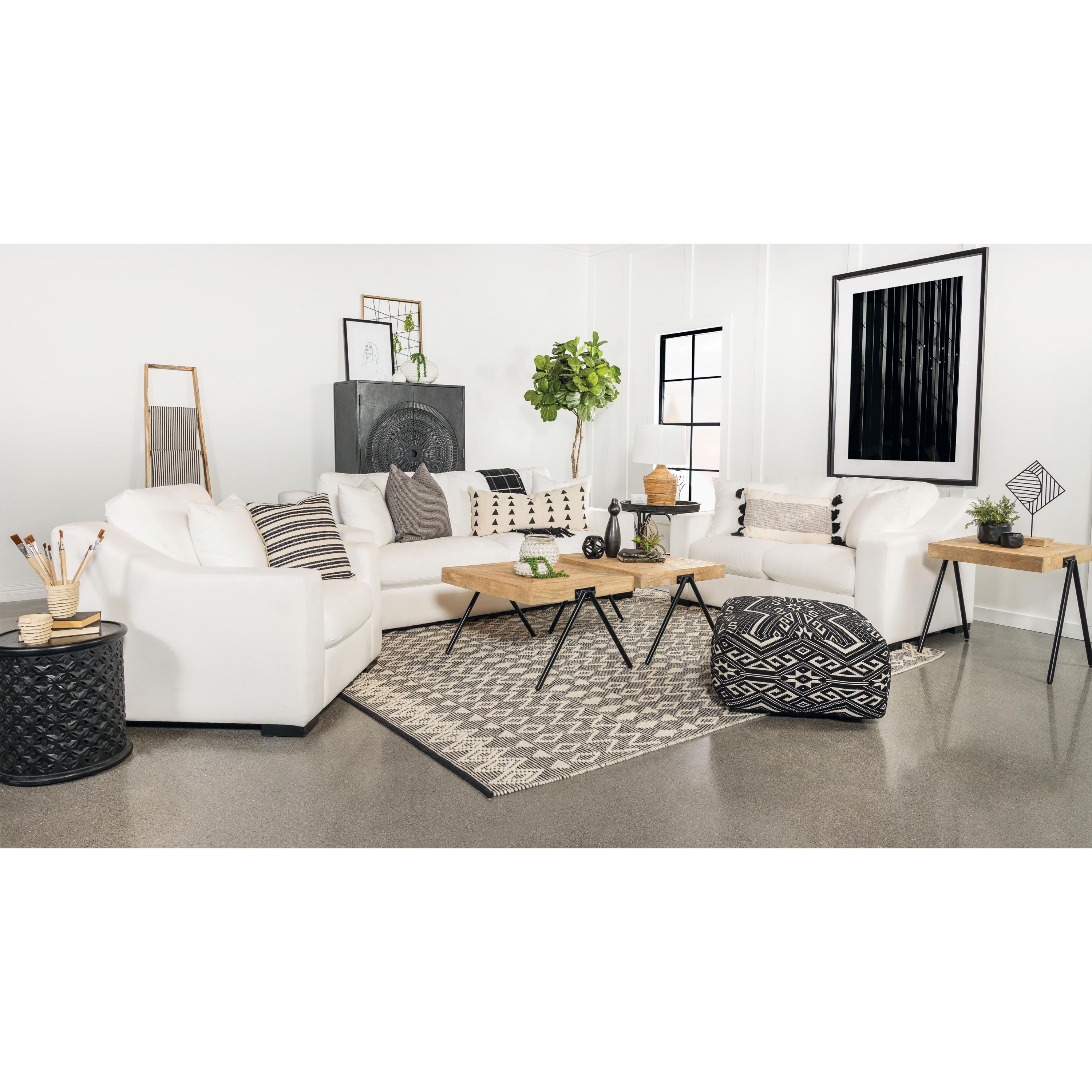 Coaster Furniture Ashlyn 509892 Upholstered Sloped Arm Loveseat - White - Image 2