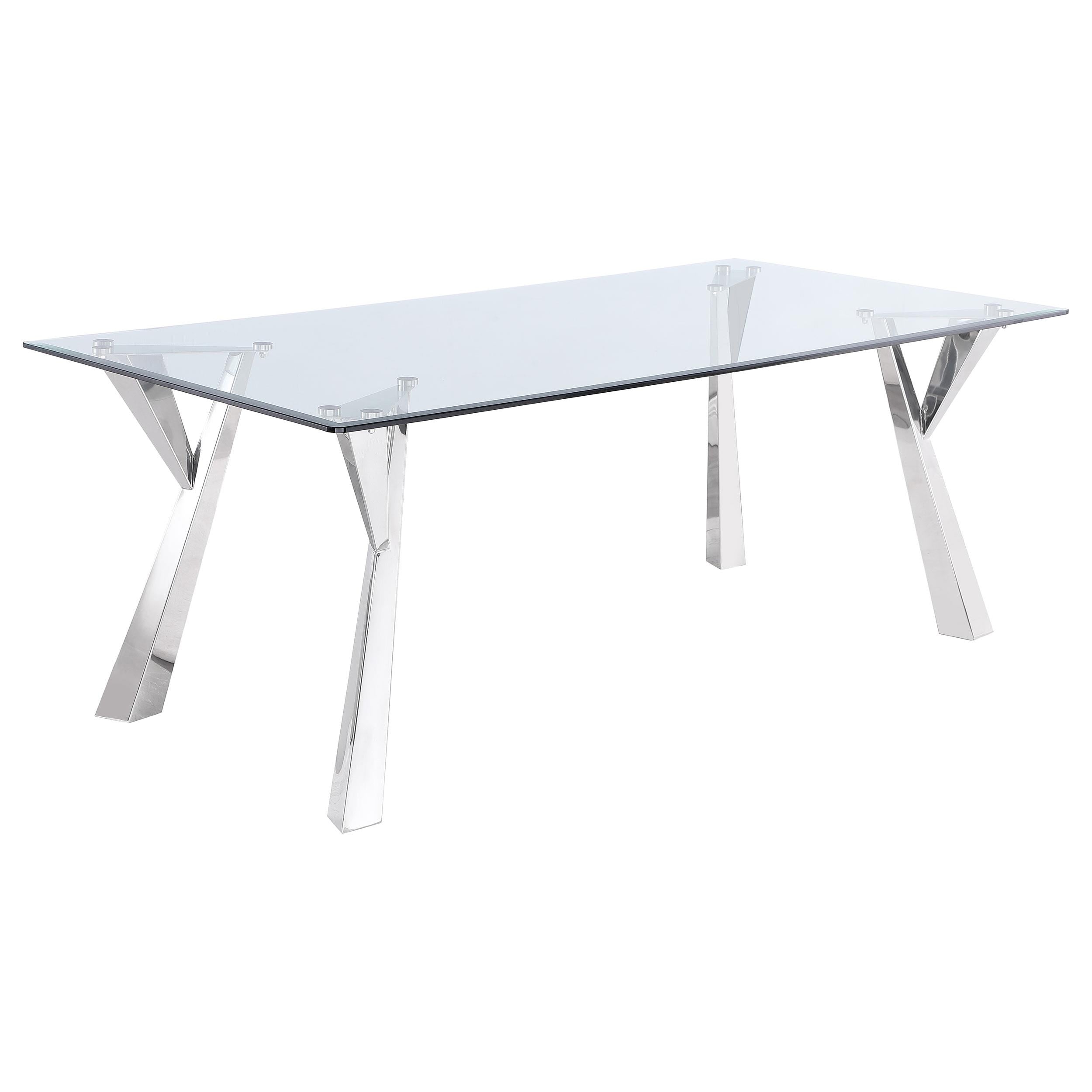 Coaster Furniture Alaia 190711 Rectangular 79-inch Glass Top Dining Table – Chrome