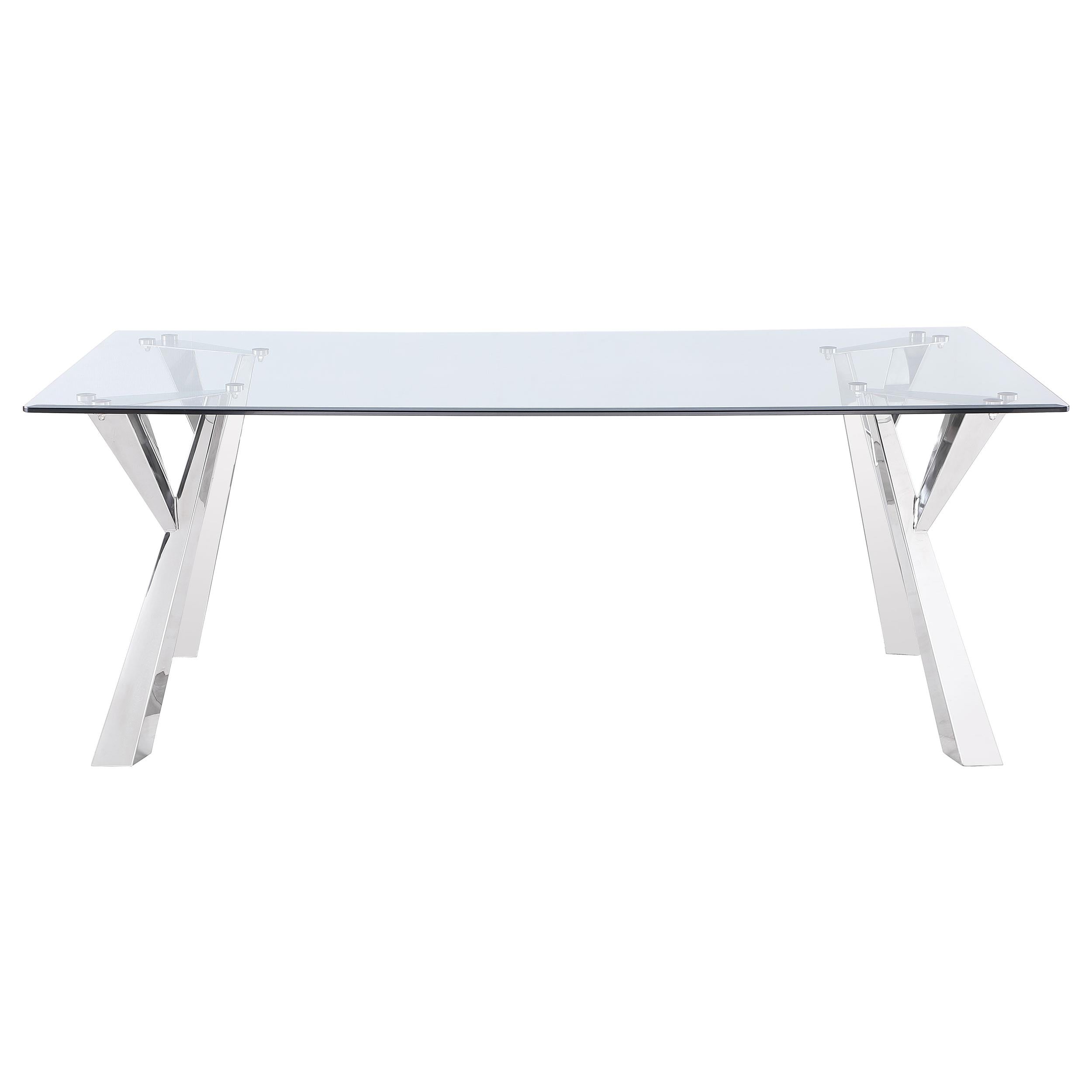 Coaster Furniture Alaia 190711 Rectangular 79-inch Glass Top Dining Table - Chrome - Image 2
