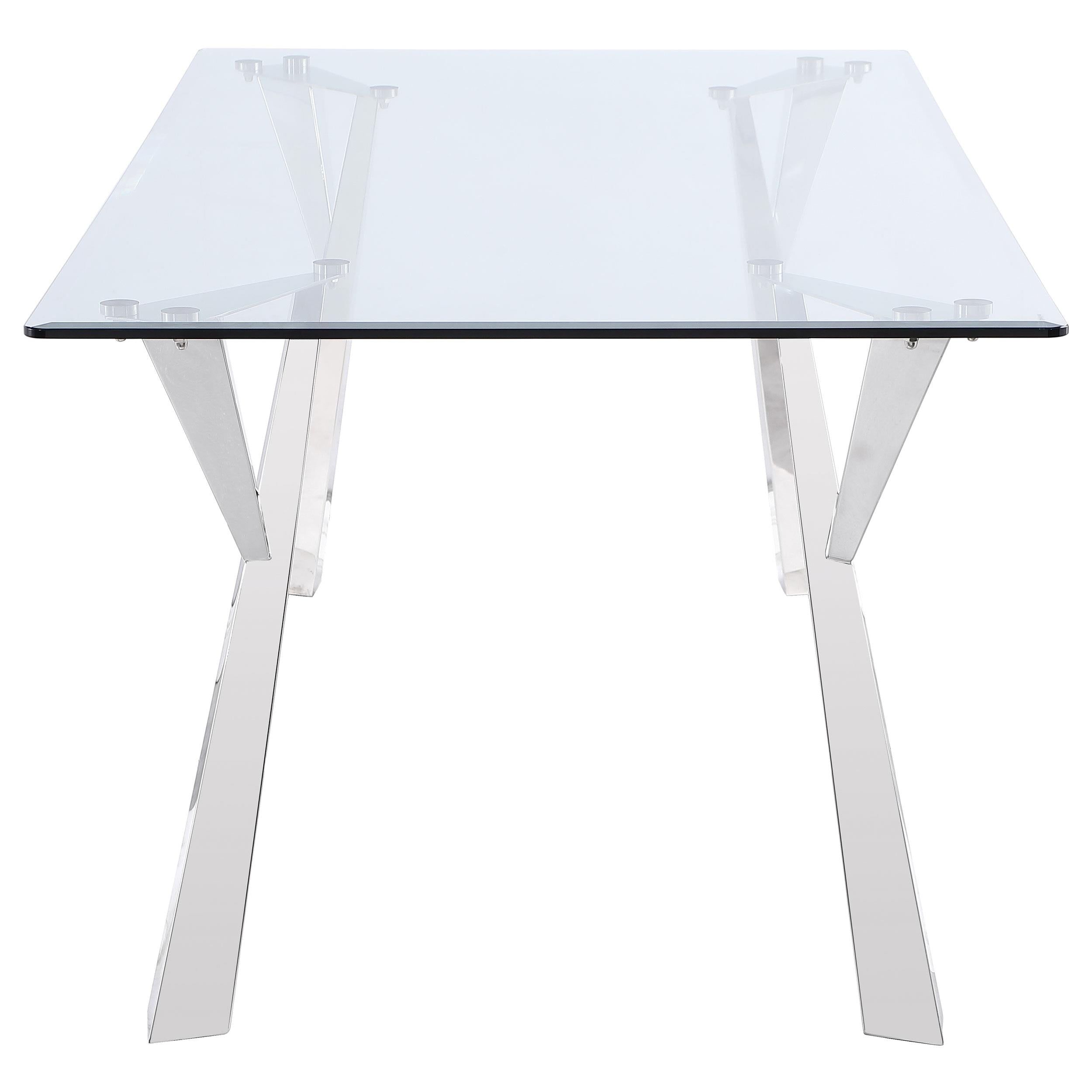 Coaster Furniture Alaia 190711 Rectangular 79-inch Glass Top Dining Table - Chrome - Image 3