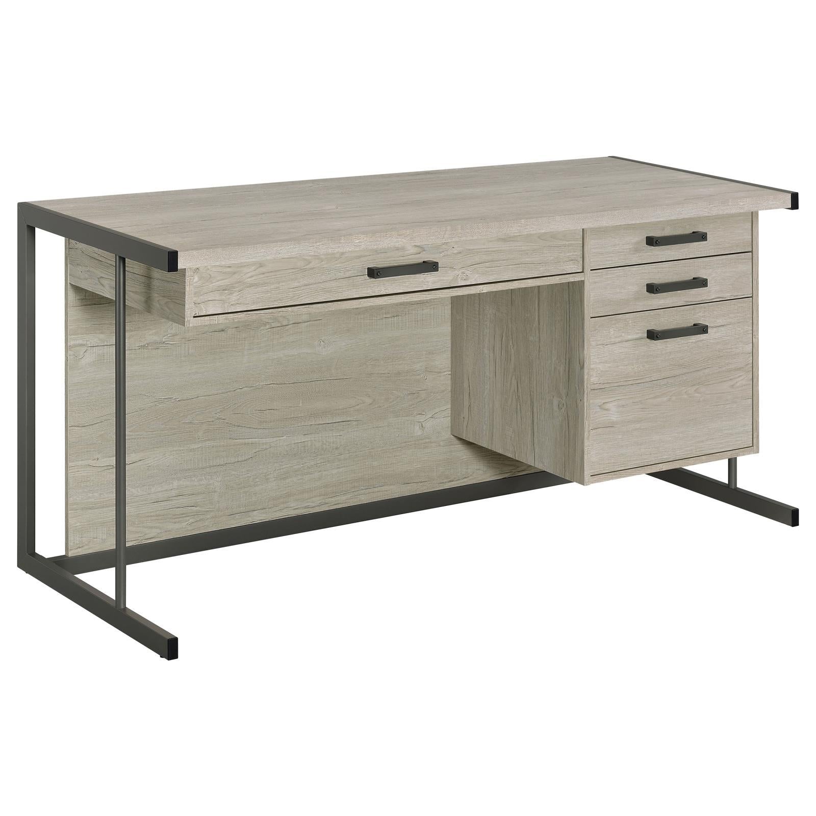 Coaster Furniture Loomis 805881 60-inch 4-Drawer Computer Desk - Whitewashed Grey - Image 1