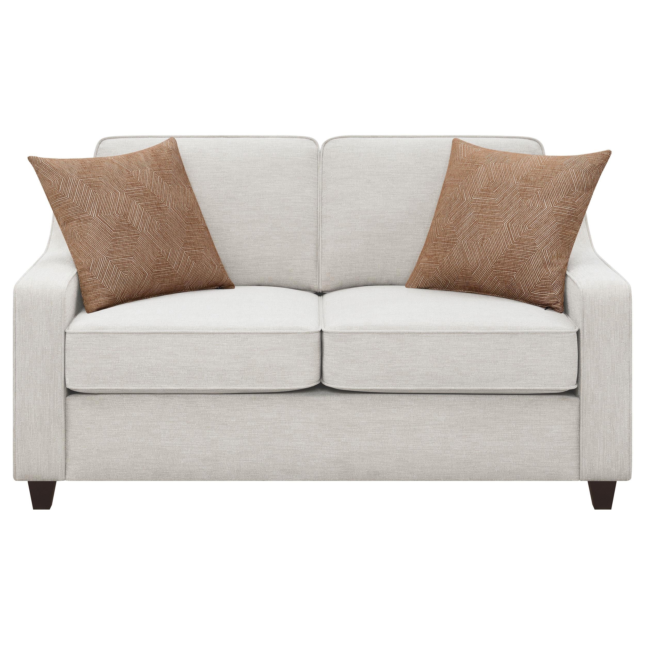 Coaster Furniture Christine 552062 Upholstered Sloped Arm Loveseat - Beige - Image 2