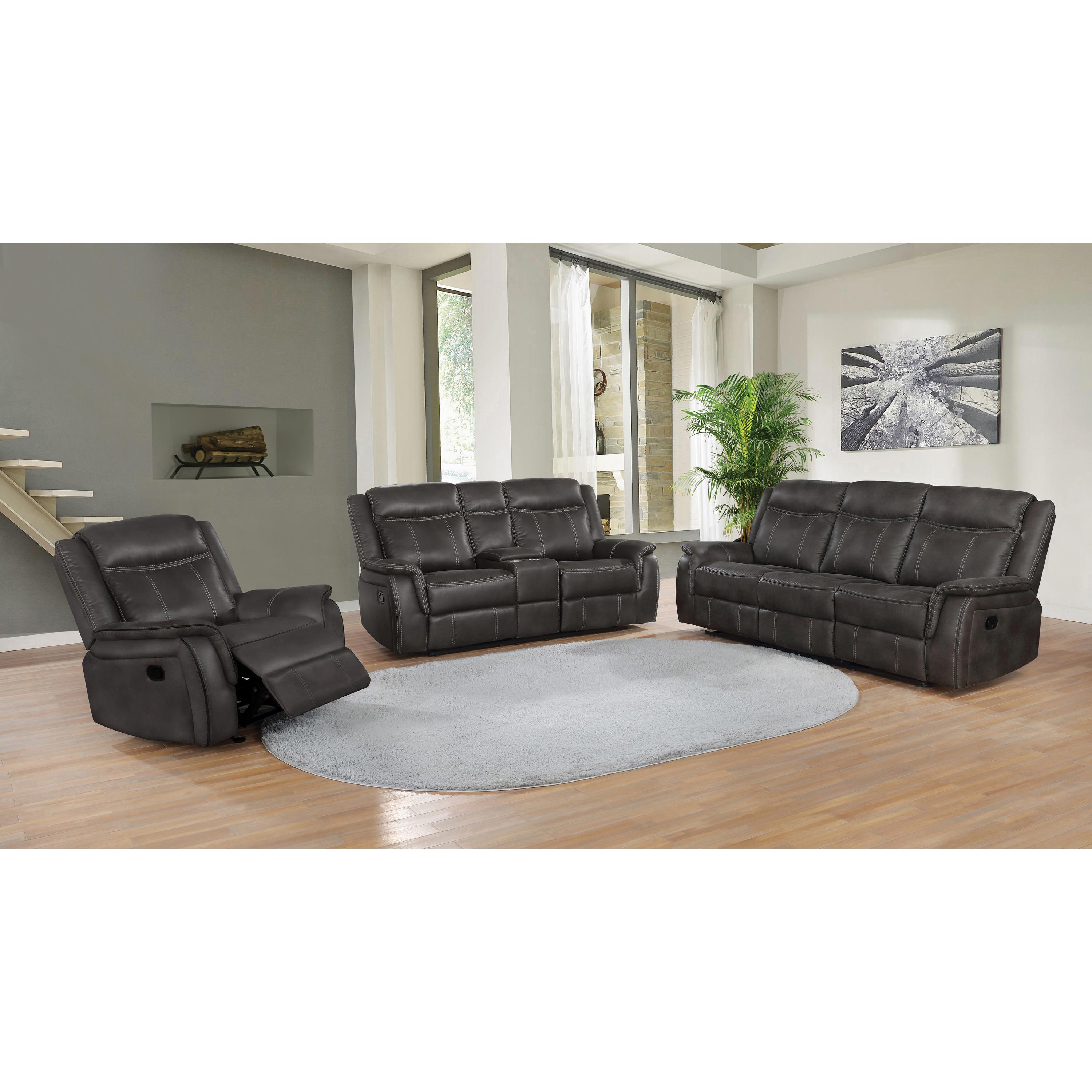 Coaster Furniture Lawrence 603504 Upholstered Padded Arm Reclining Sofa - Charcoal - Image 2