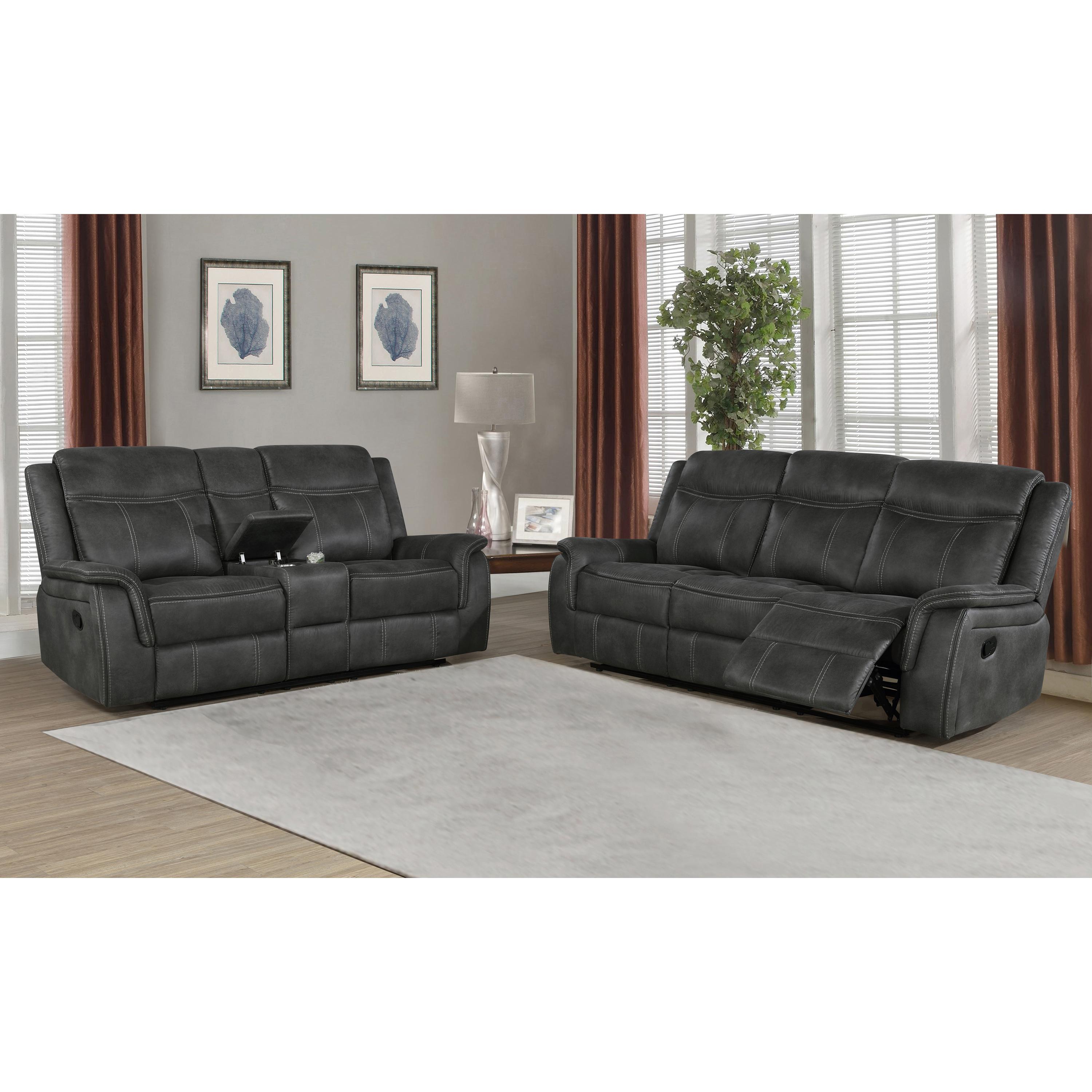 Coaster Furniture Lawrence 603504 Upholstered Padded Arm Reclining Sofa - Charcoal - Image 3