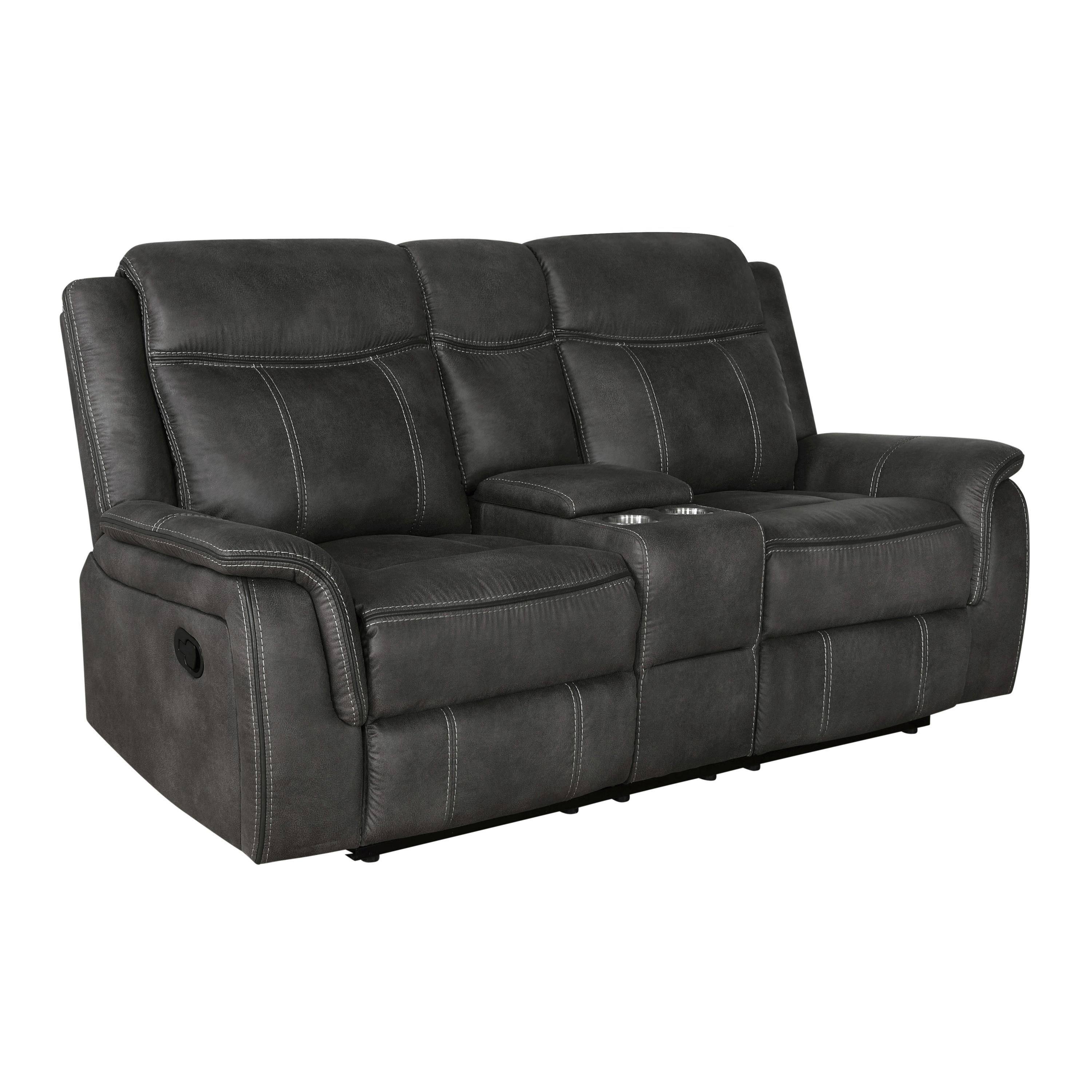 Coaster Furniture Lawrence 603505 Upholstered Padded Arm Reclining Loveseat – Charcoal