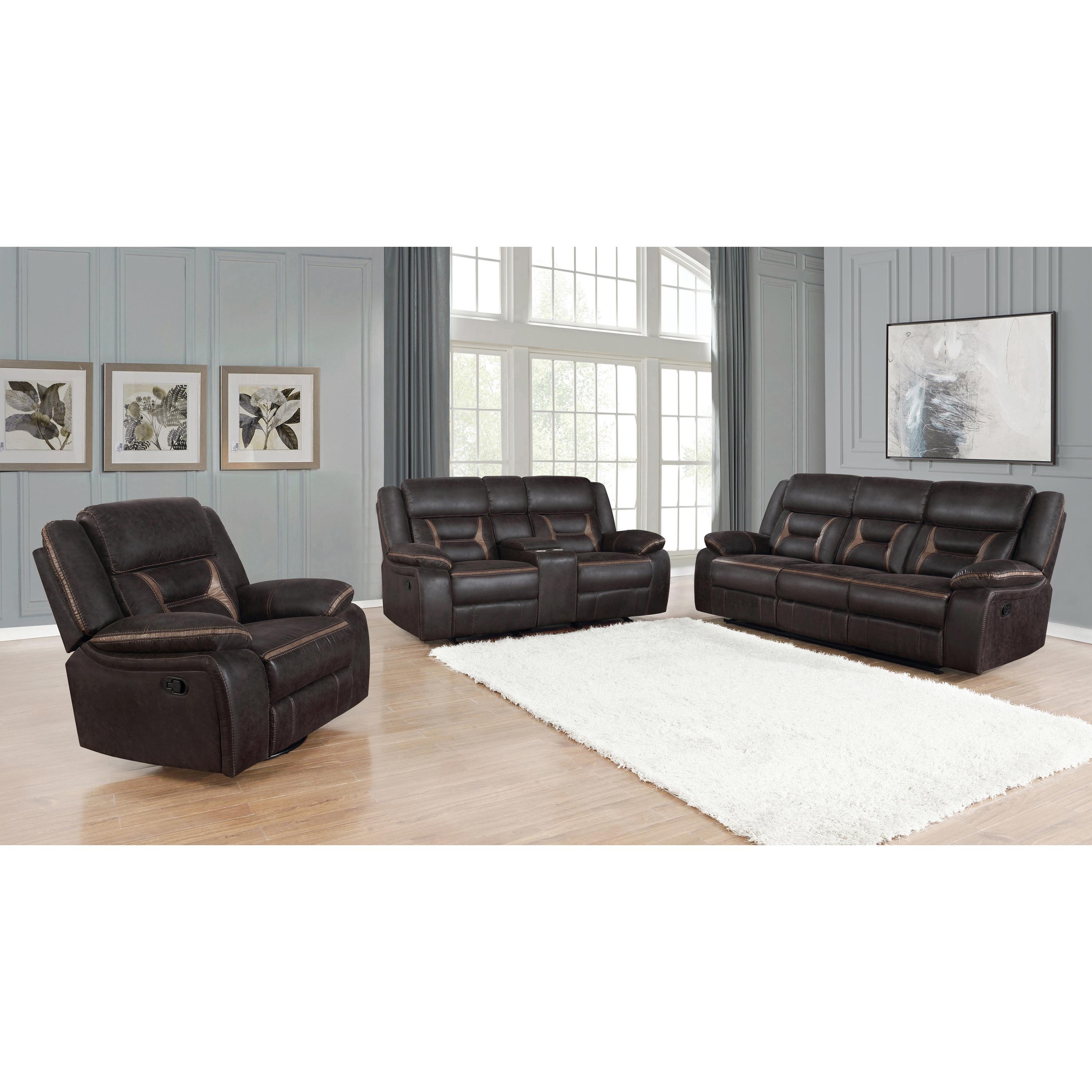 Coaster Furniture Greer 651354 Upholstered Motion Reclining Sofa - Brown - Image 2