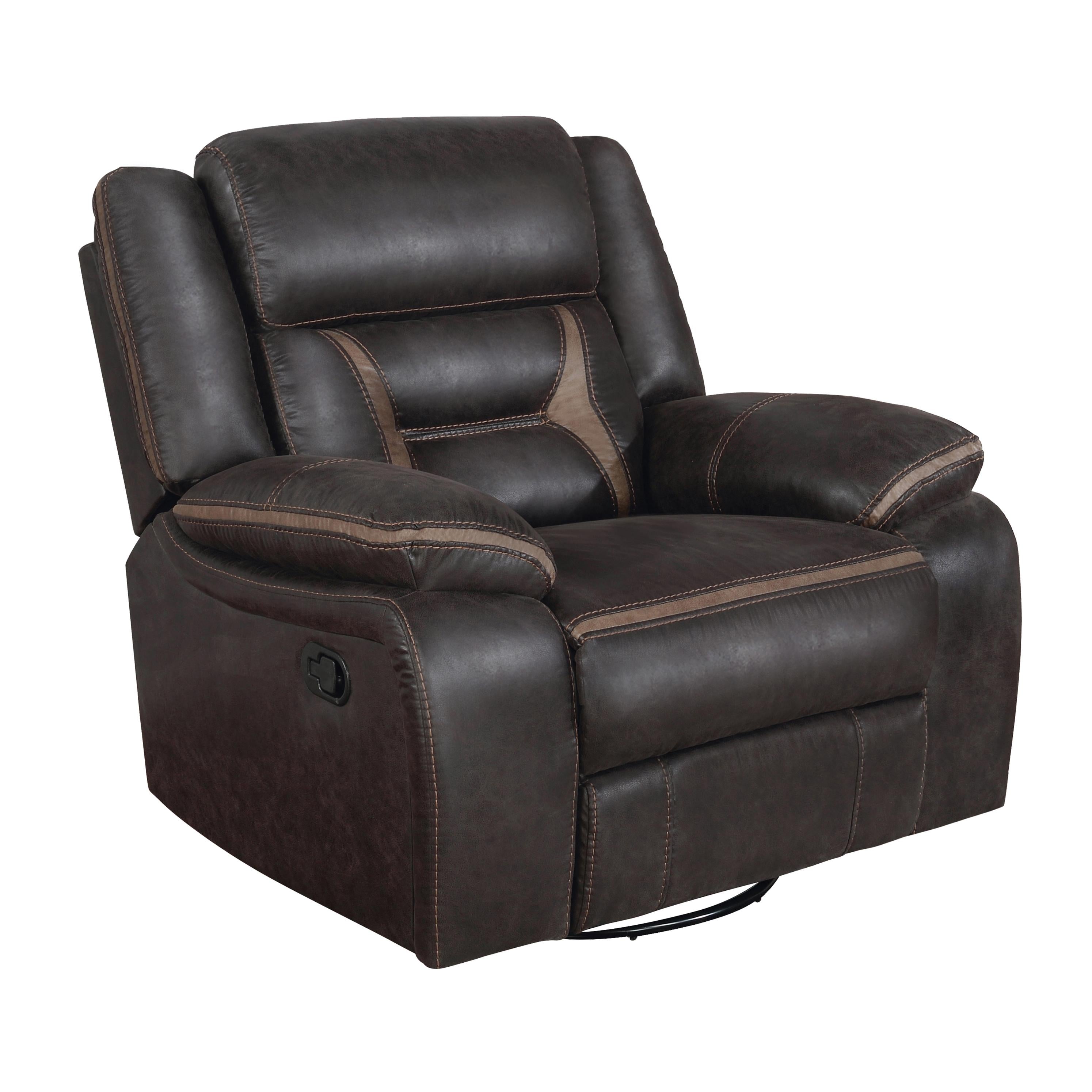 Coaster Furniture Greer 651356 Upholstered Swivel Glider Recliner Chair – Brown