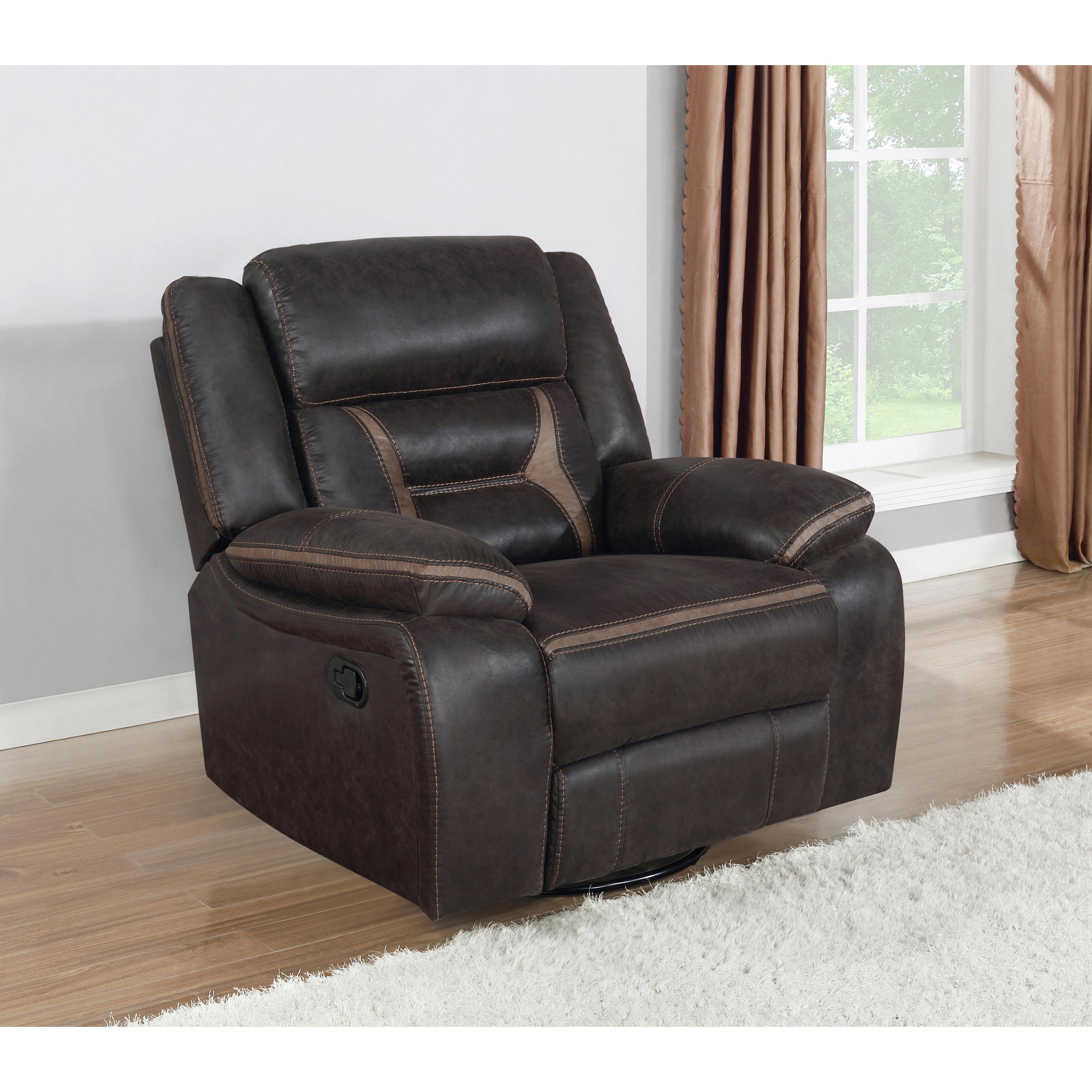 Coaster Furniture Greer 651356 Upholstered Swivel Glider Recliner Chair - Brown - Image 3