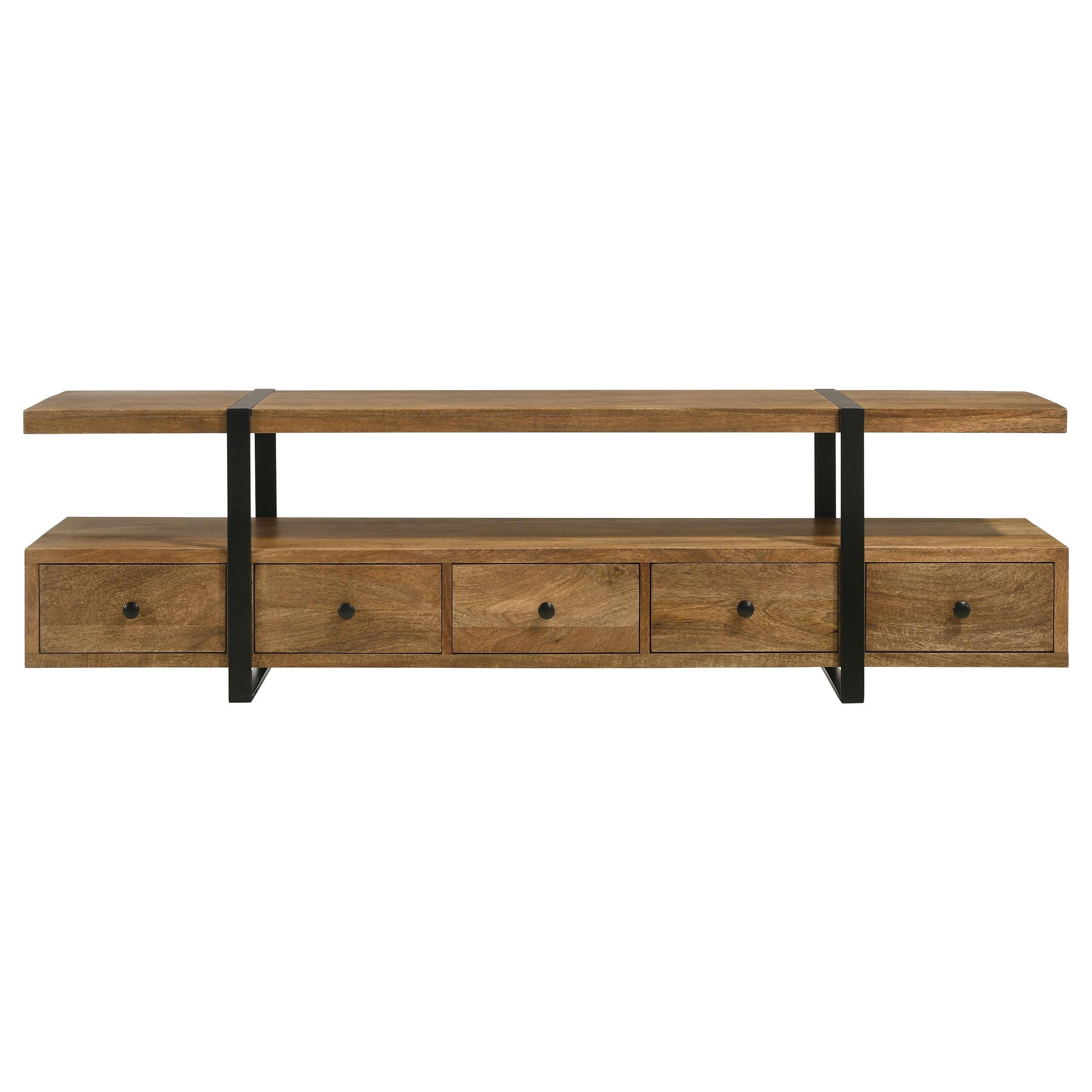 Coaster Furniture Otto 703243 5-Drawer Mango Wood 70" TV Stand Media Console - Brown - Image 3