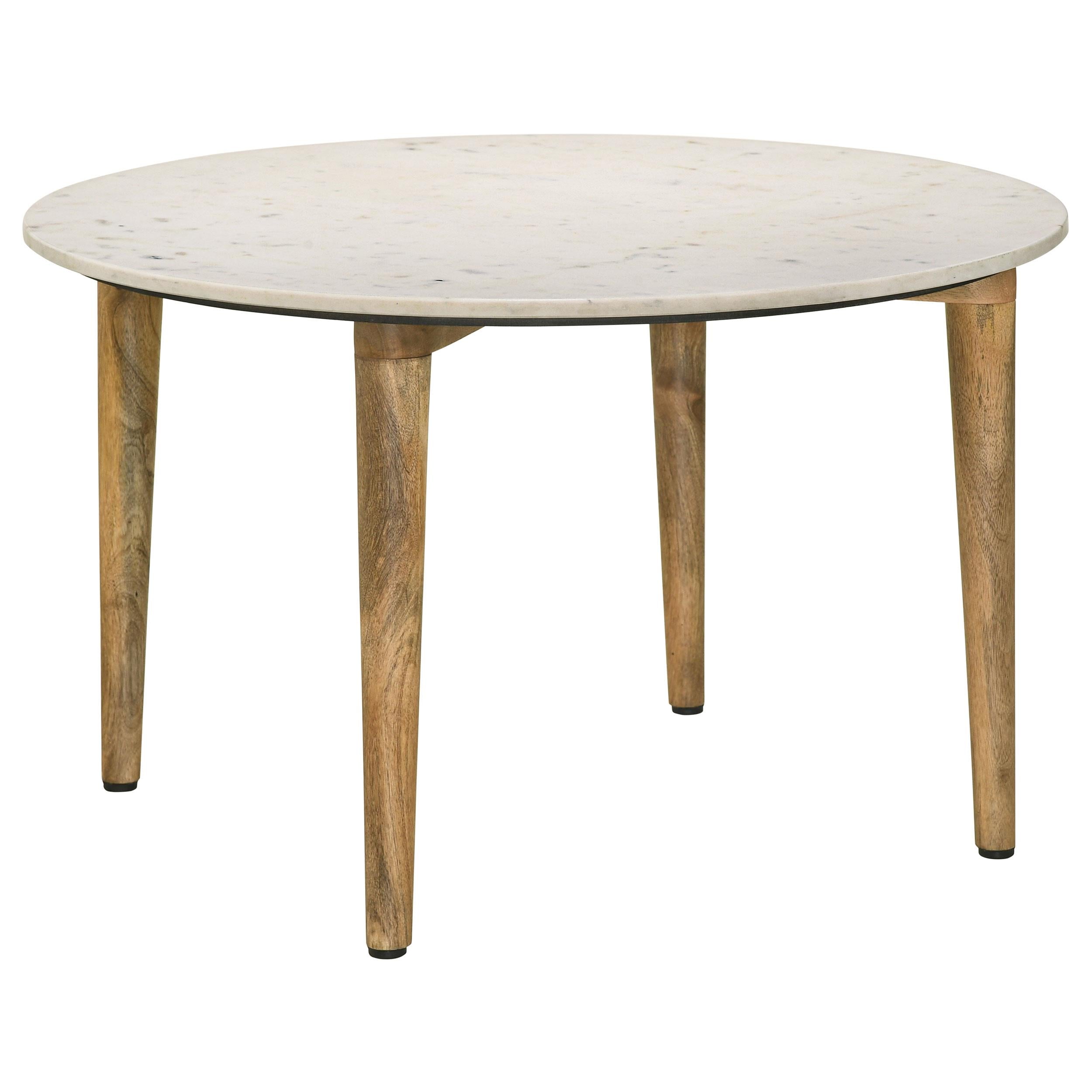 Coaster Furniture Aldis 703718 Round Marble Top Coffee Table – White and Natural