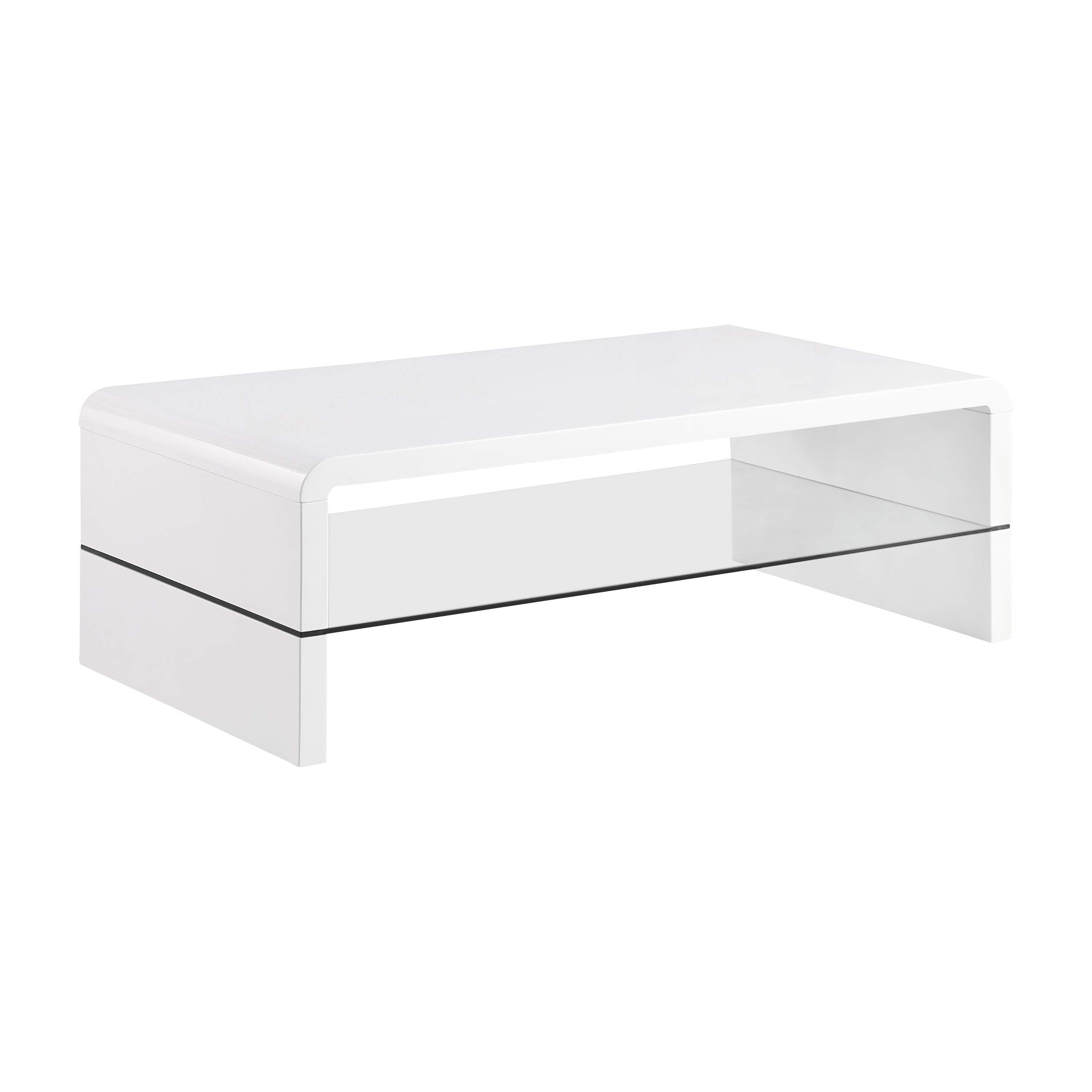 Coaster Furniture Airell 703798 Rectangular Coffee Table with Shelf - White High Gloss - Image 1