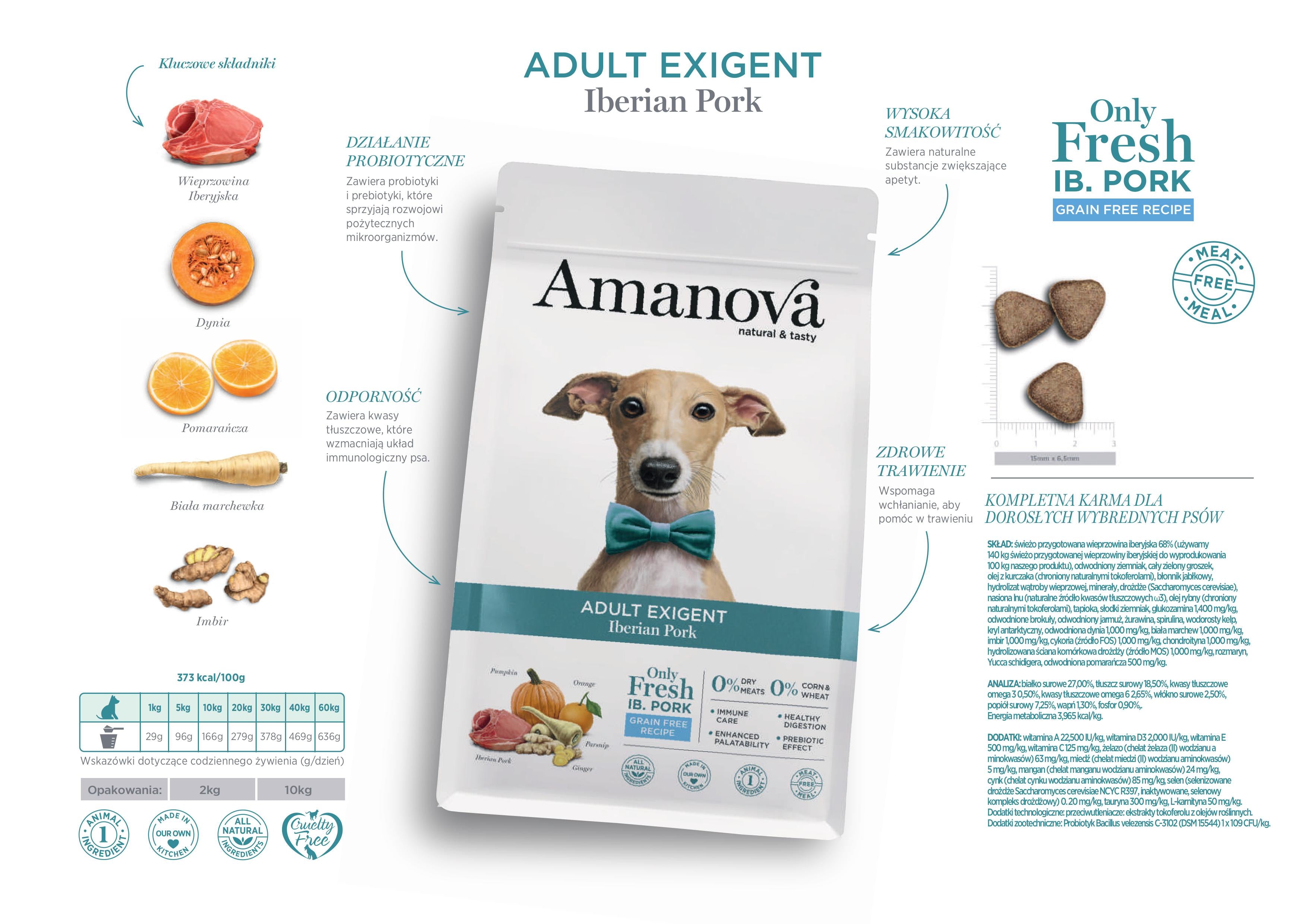 Amanova Dog Adult Exigent Iberian Pork - 68% świeżej wieprzowiny iberyjskiej - Image 2