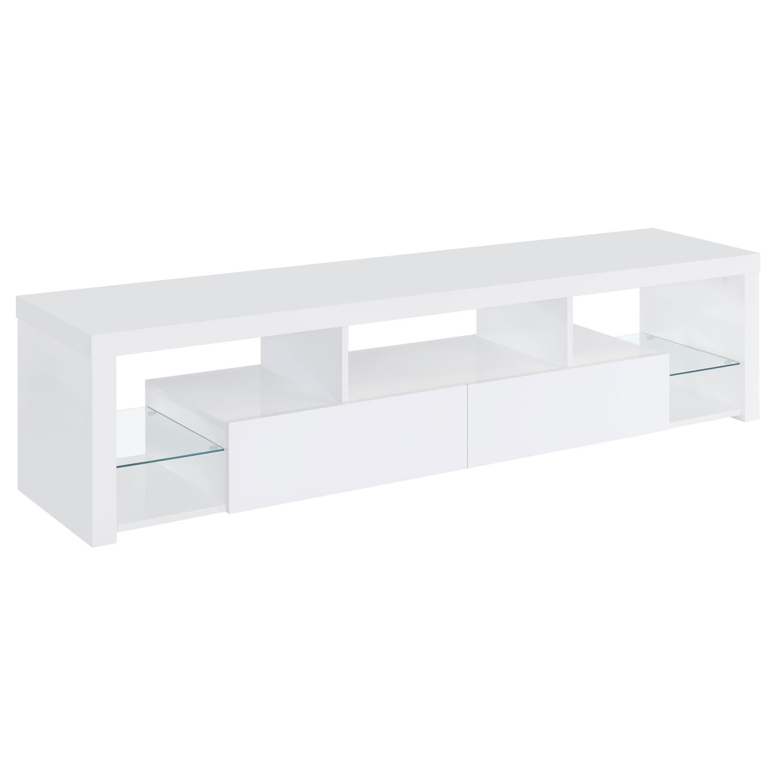 Coaster Furniture Jude 704251 2-Drawer Engineered Wood 71" TV Stand - High Gloss White - Image 1
