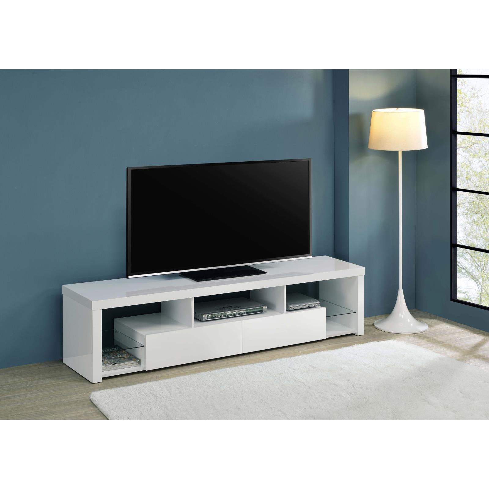 Coaster Furniture Jude 704251 2-Drawer Engineered Wood 71" TV Stand - High Gloss White - Image 2