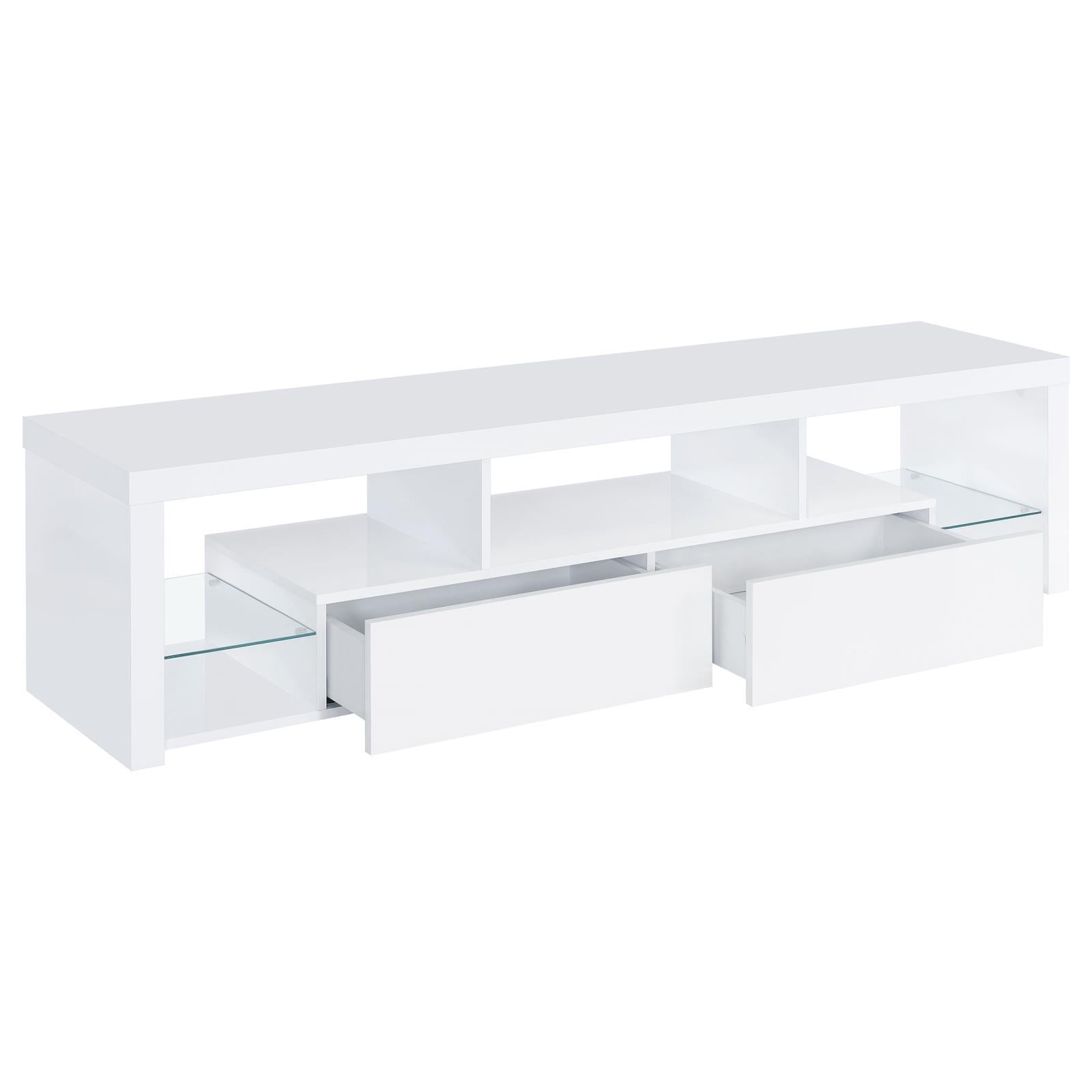 Coaster Furniture Jude 704251 2-Drawer Engineered Wood 71" TV Stand - High Gloss White - Image 3