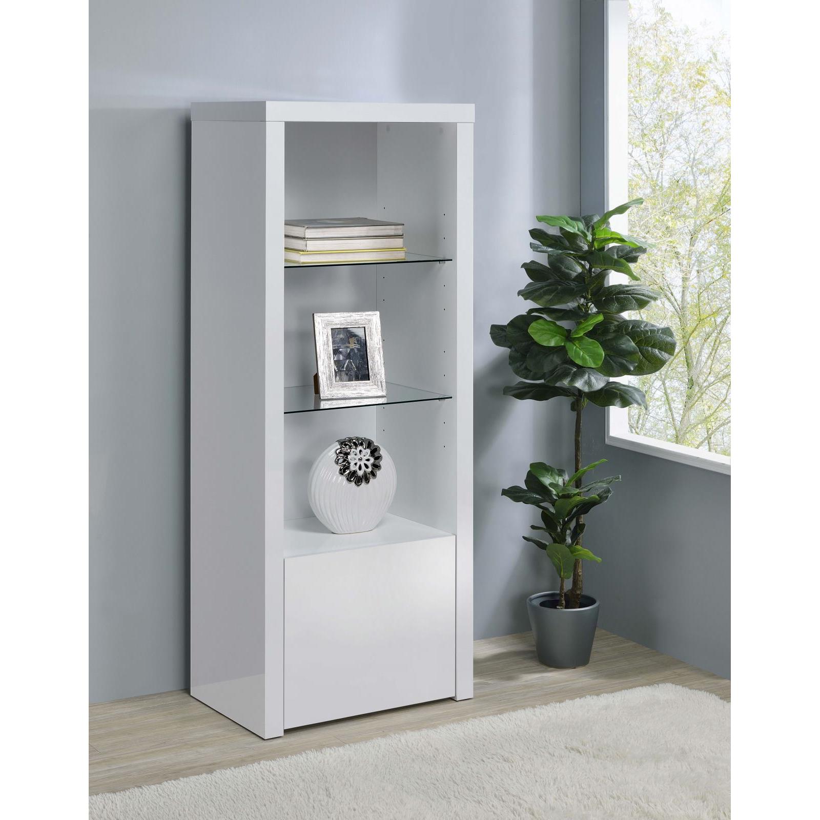 Coaster Furniture Jude 704254 3-shelf Engineered Wood Media Tower - High Gloss White - Image 2