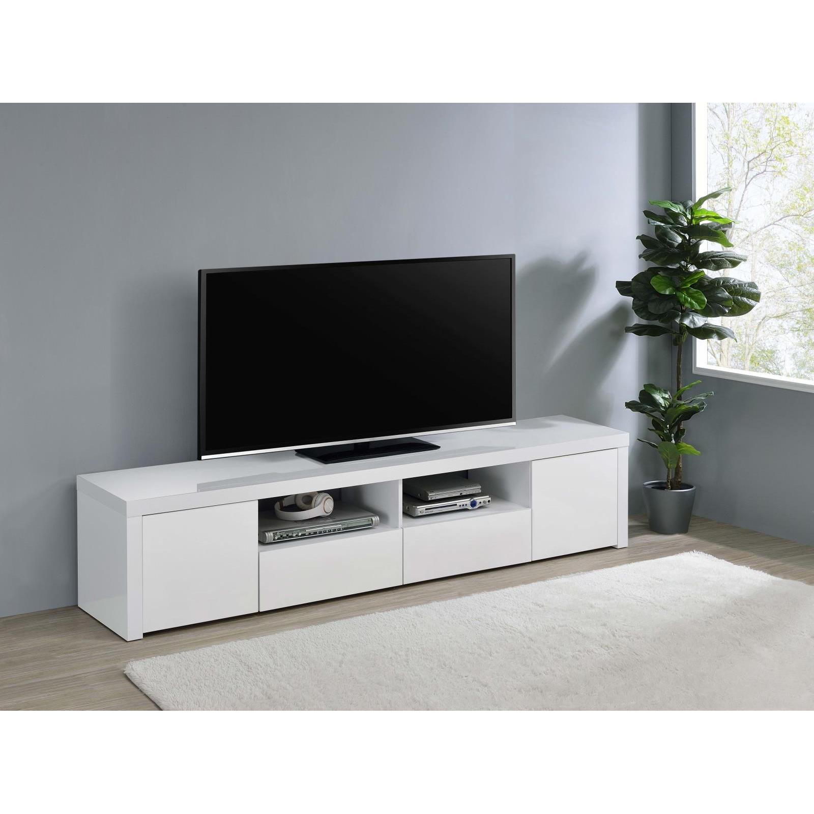 Coaster Furniture Jude 704262 2-door Engineered Wood 79" TV Stand - High Gloss White - Image 2