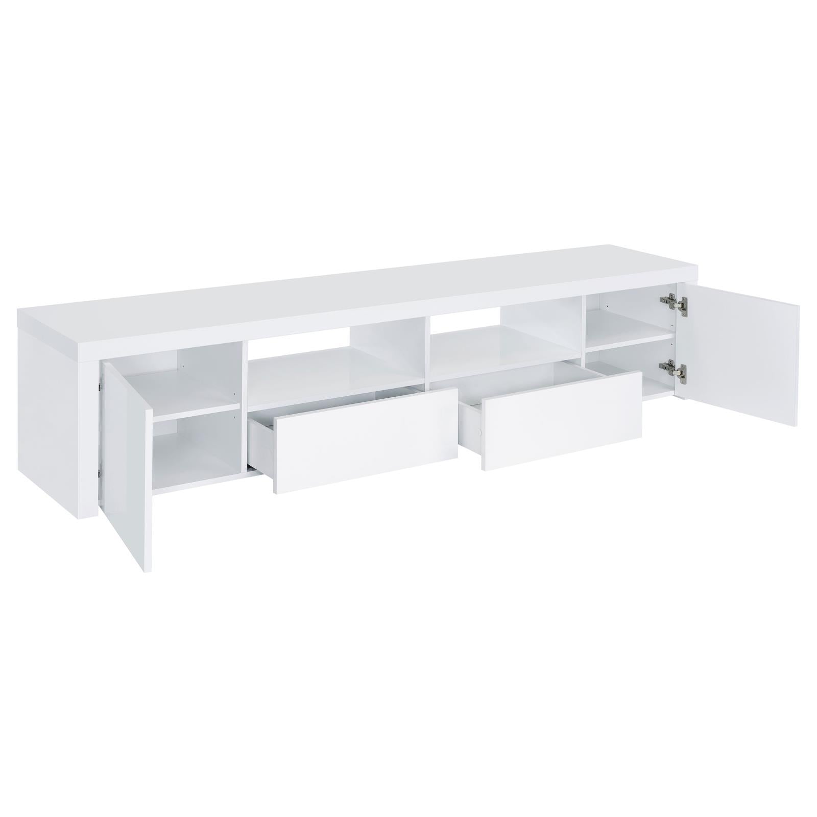Coaster Furniture Jude 704262 2-door Engineered Wood 79" TV Stand - High Gloss White - Image 3