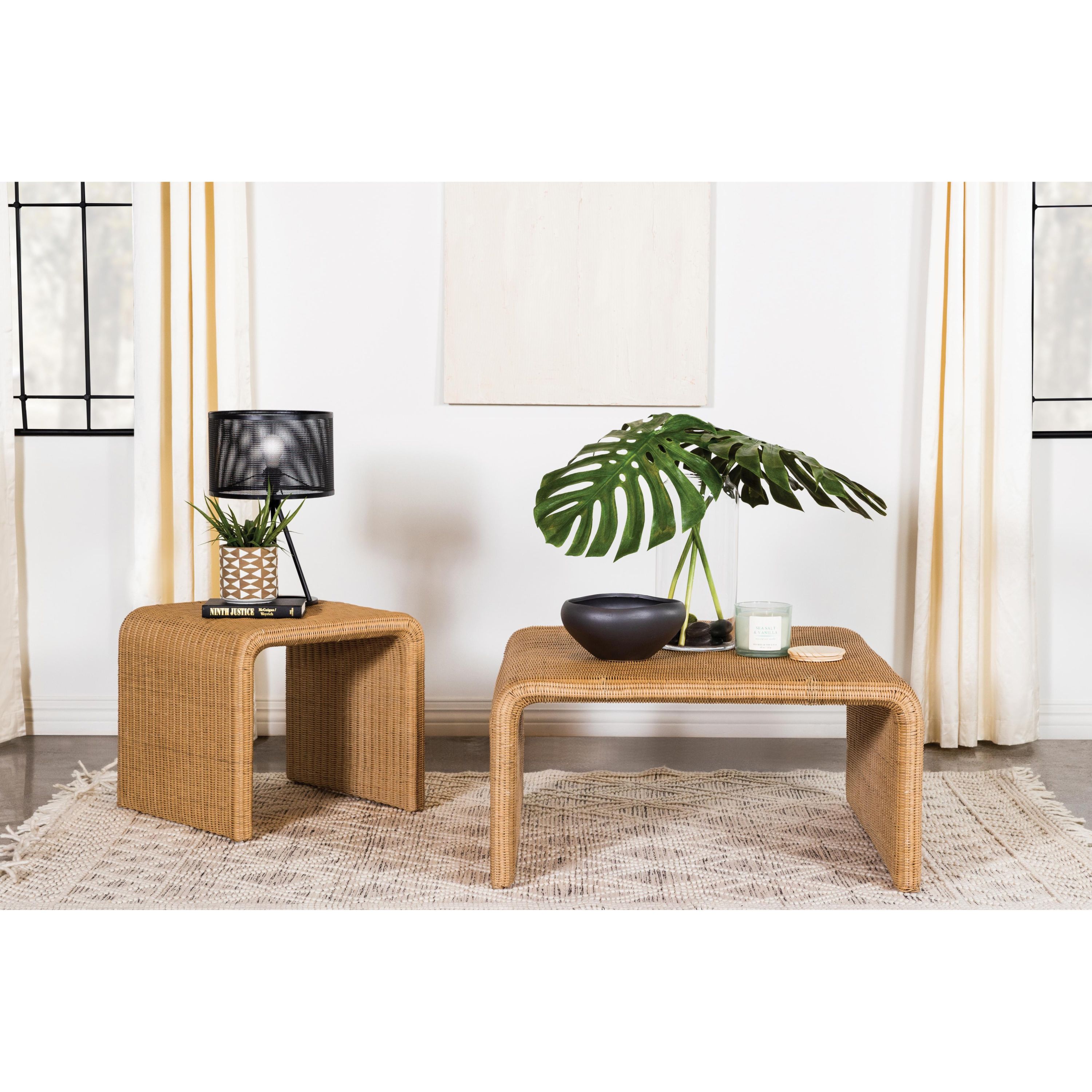 Coaster Furniture Juanita 709818 Square Woven Rattan Coffee Table - Natural - Image 2