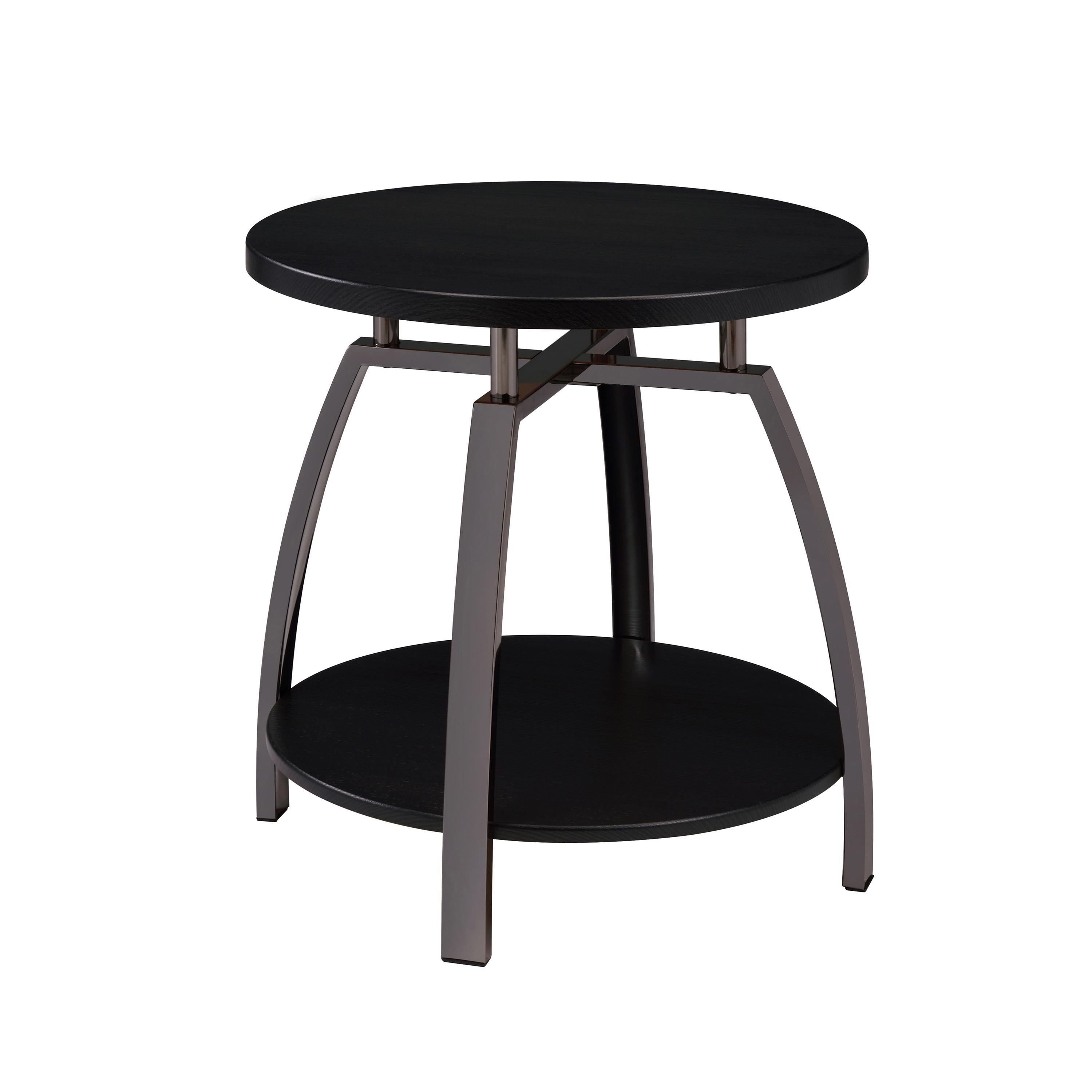 Coaster Furniture Dacre 722207 Round Engineered Wood Top Side End Table - Dark Charcoal - Image 1