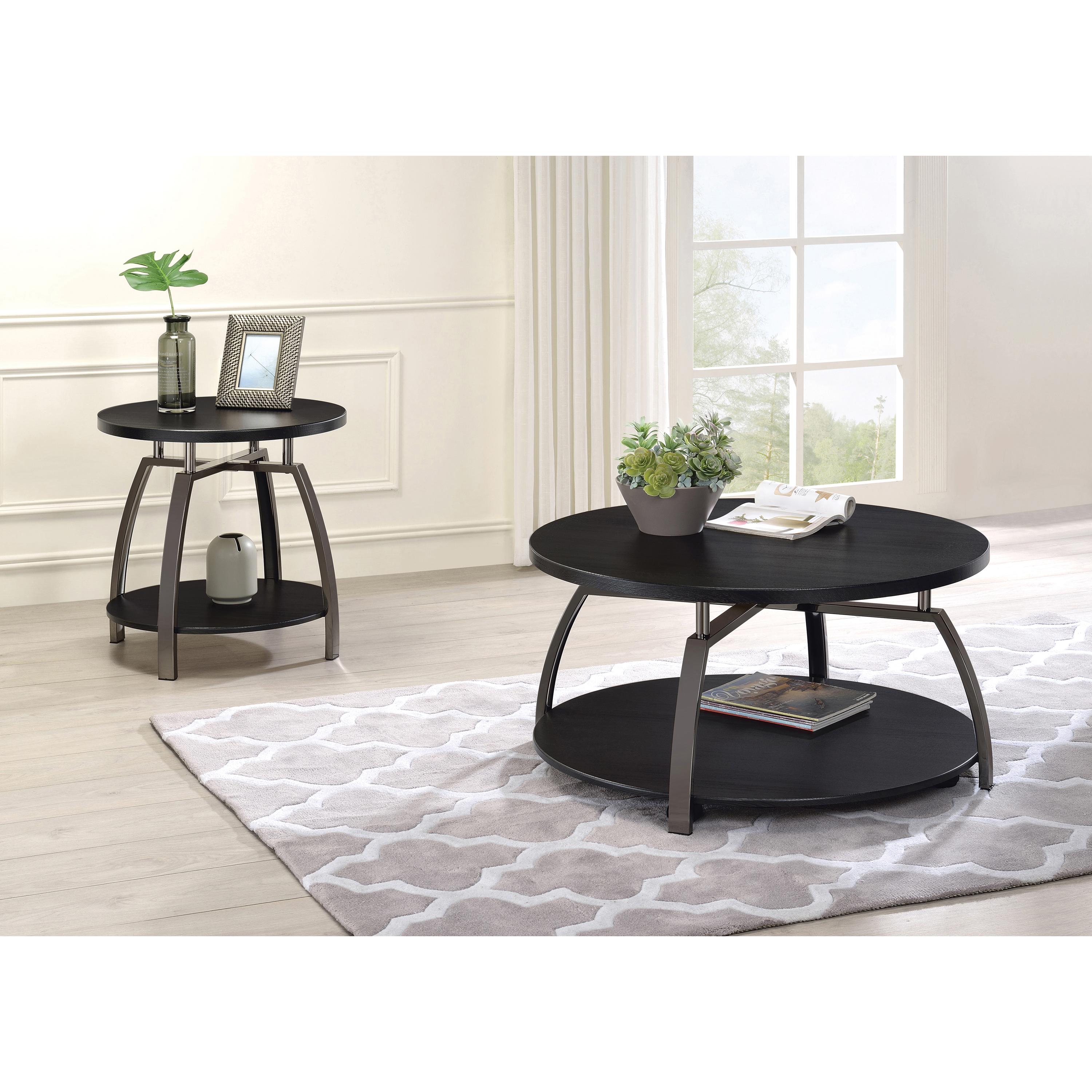 Coaster Furniture Dacre 722207 Round Engineered Wood Top Side End Table - Dark Charcoal - Image 2