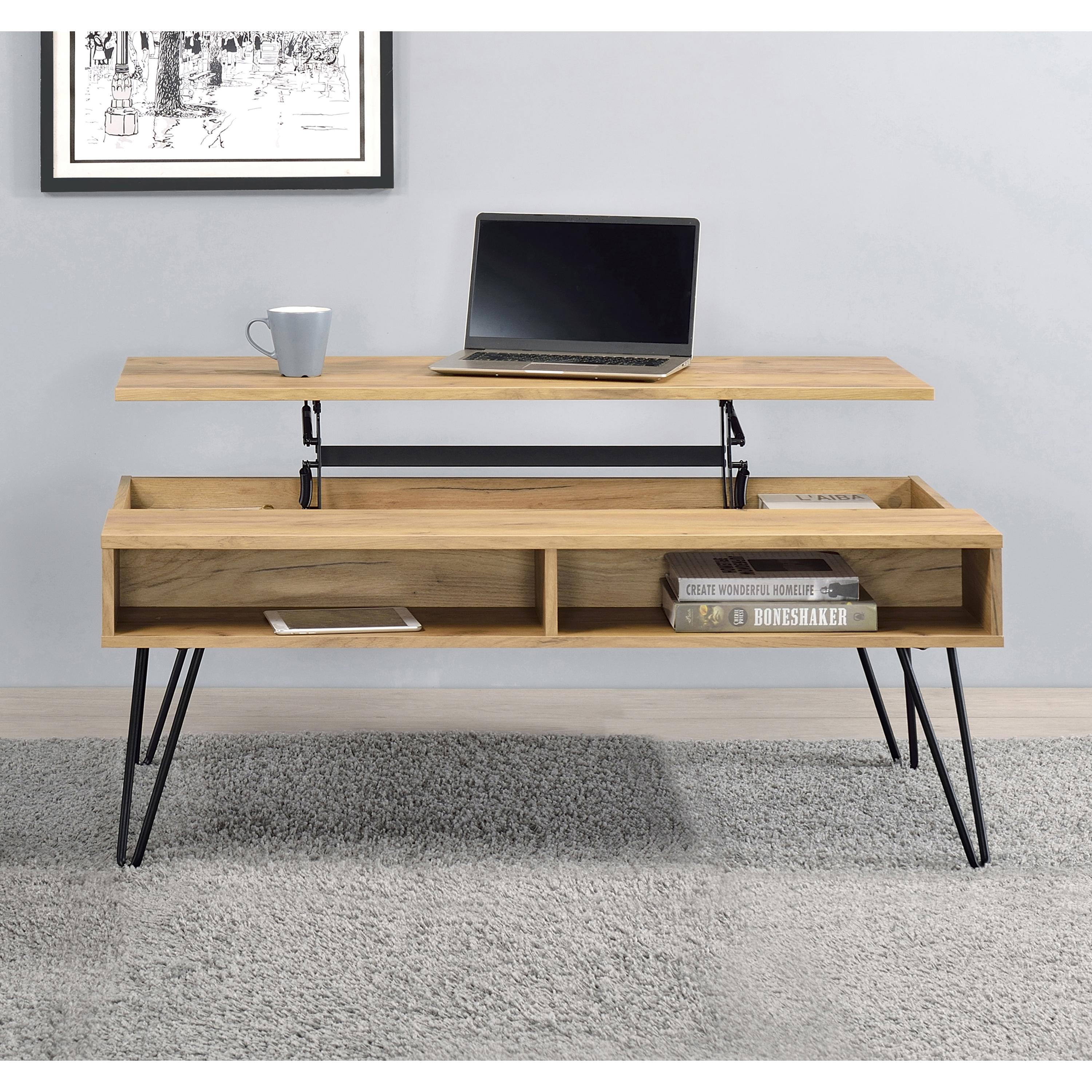 Coaster Furniture Fanning 723368 Engineered Wood Lift Top Coffee Table - Golden Oak - Image 3