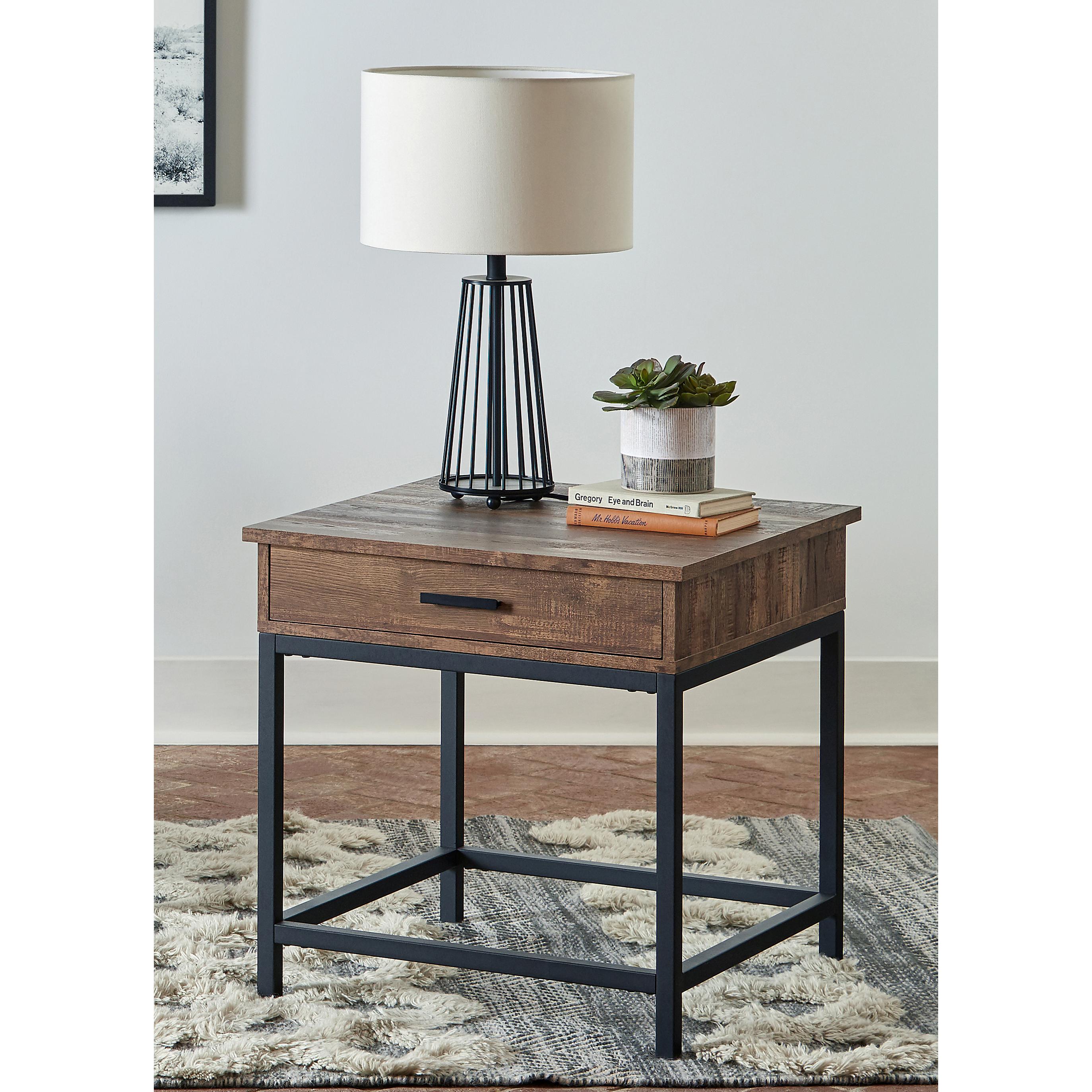 Coaster Furniture Byers 723777 1-Drawer Square Engineered Wood End Table - Brown Oak - Image 3