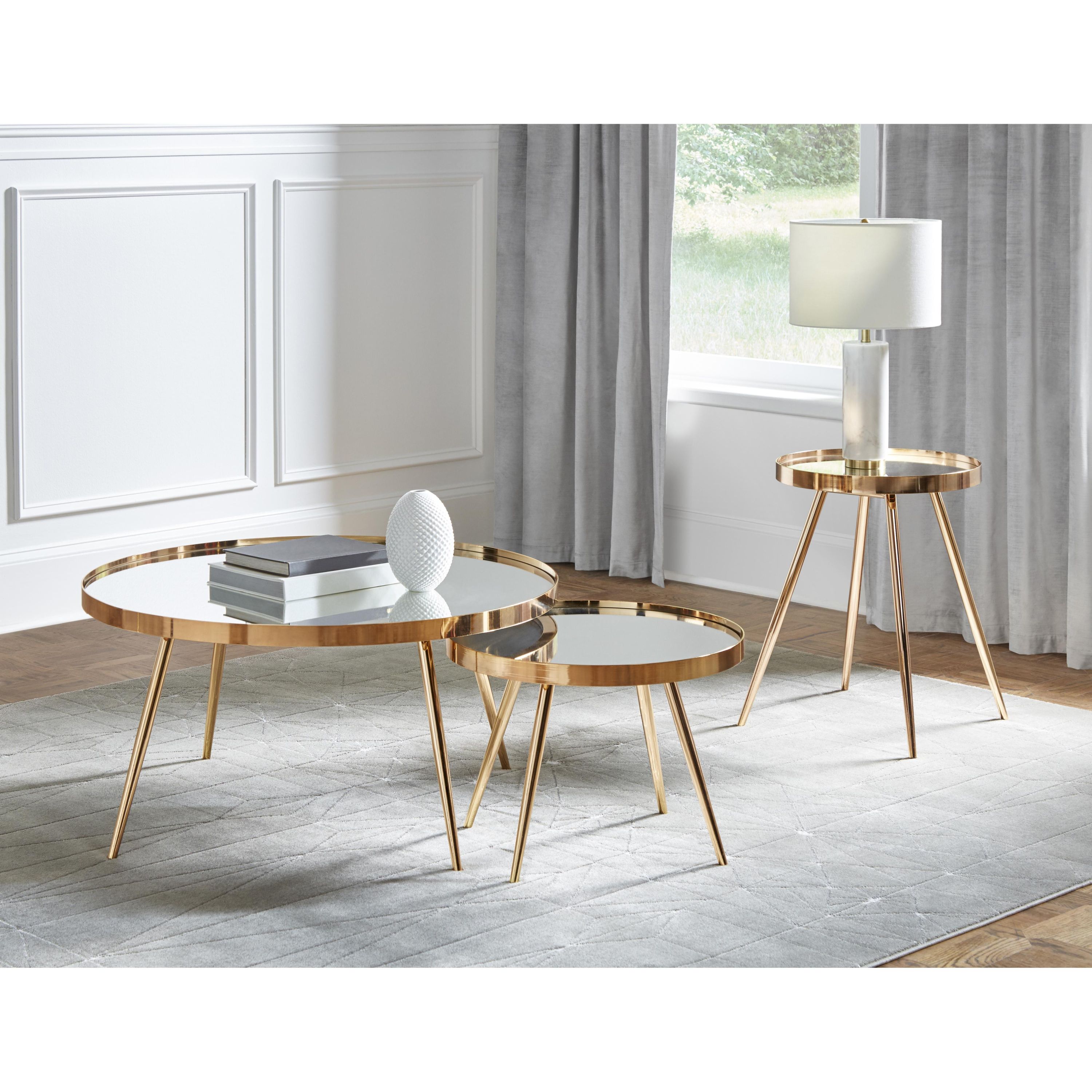 Coaster Furniture Kaelyn 723917 Round Mirror - Top End Side Table - Gold - Image 2