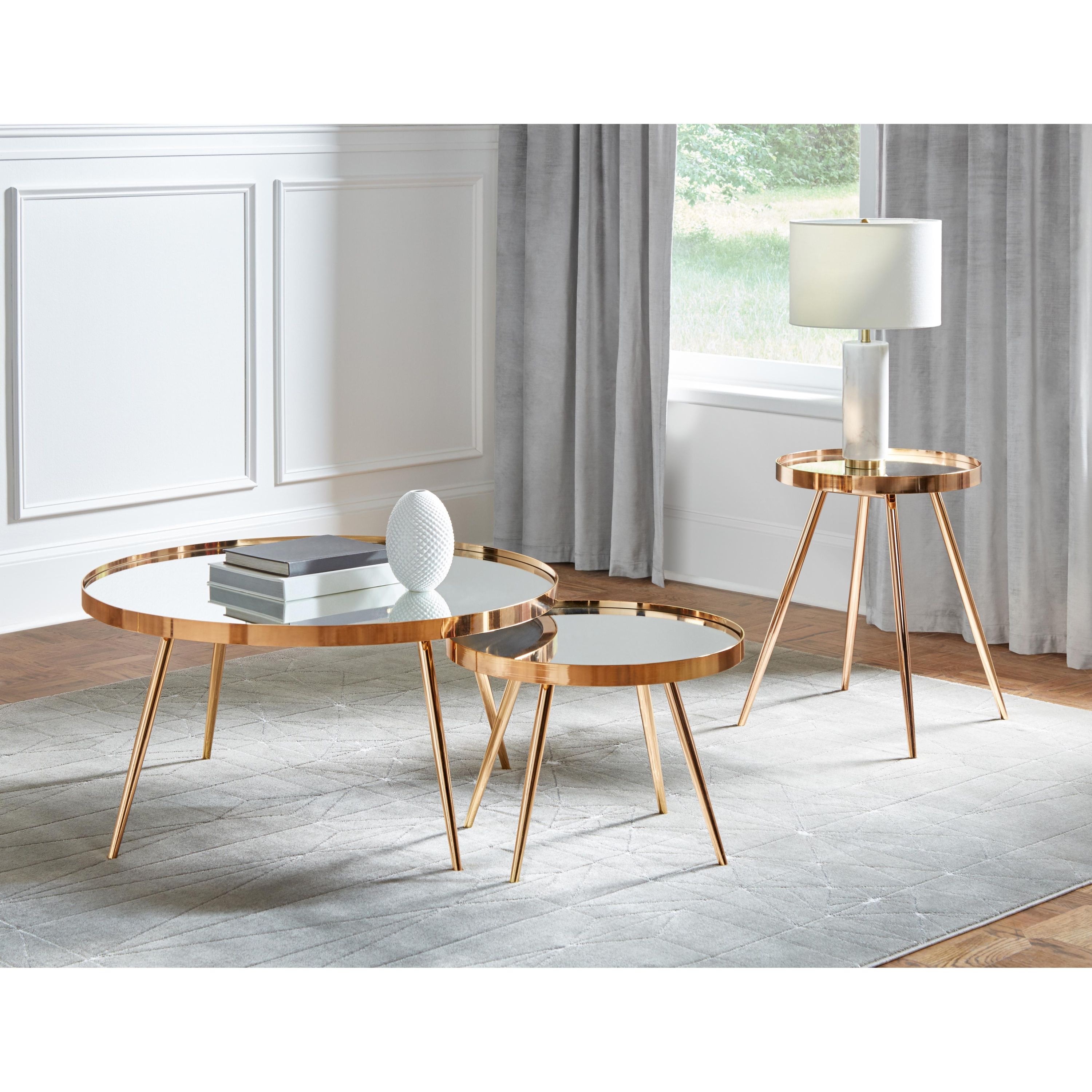 Coaster Furniture Kaelyn 723918 2-piece Round Mirror Top - Nesting Coffee Table Gold - Image 2