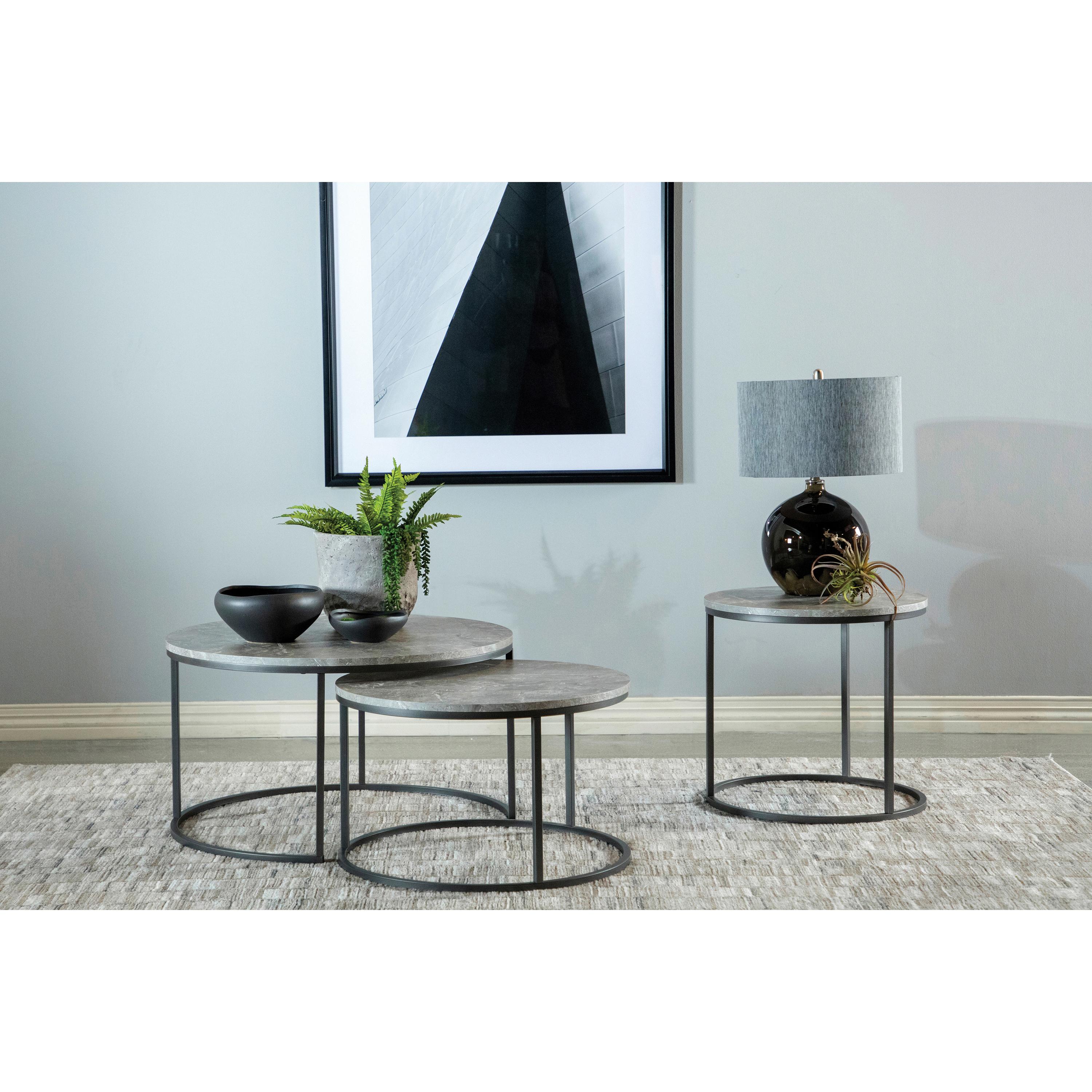 Coaster Furniture Lainey 736027 Round Faux Marble Side End Table - Grey - Image 3