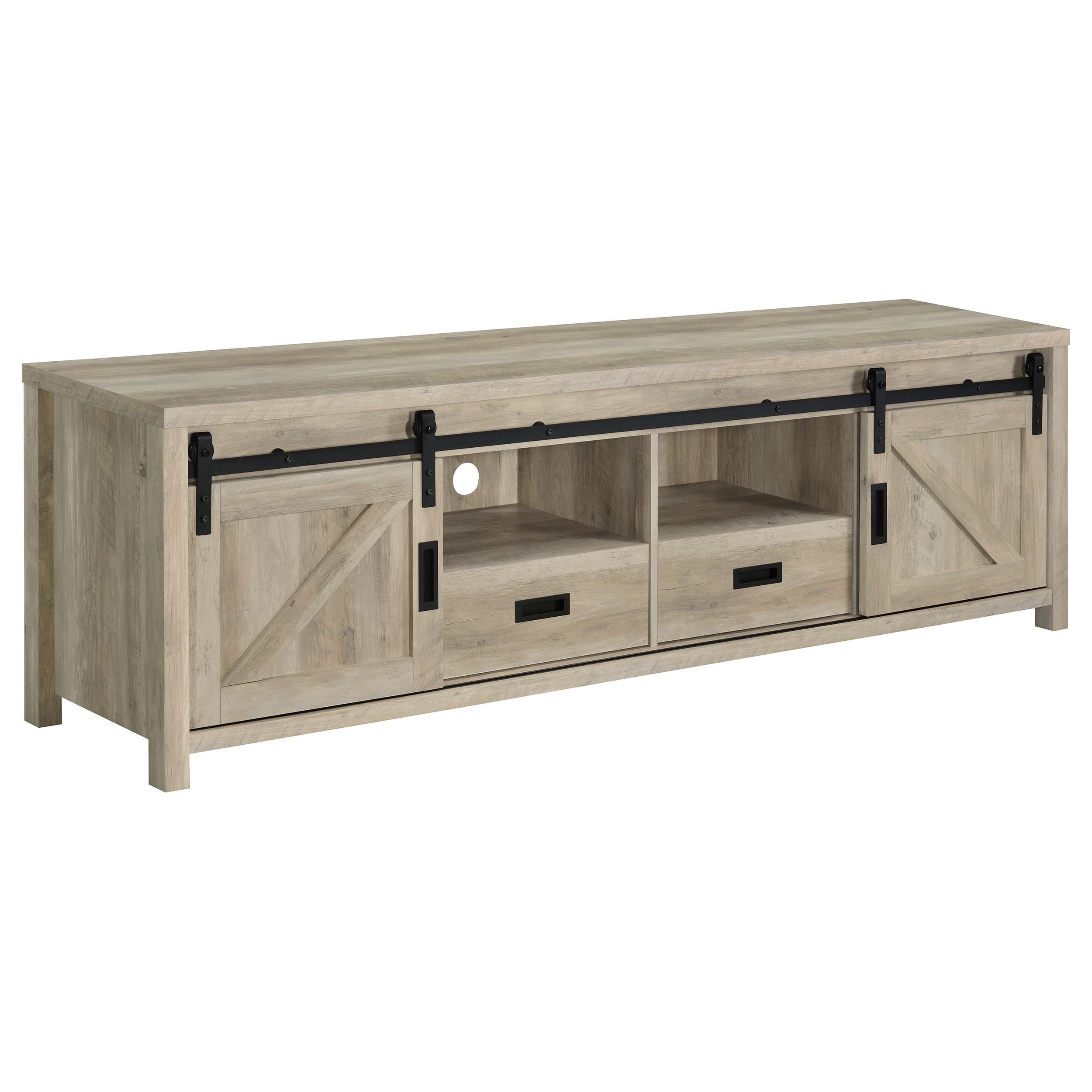 Coaster Furniture Madra 736263 2-door Engineered Wood 79" TV Stand - Distressed Pine - Image 1