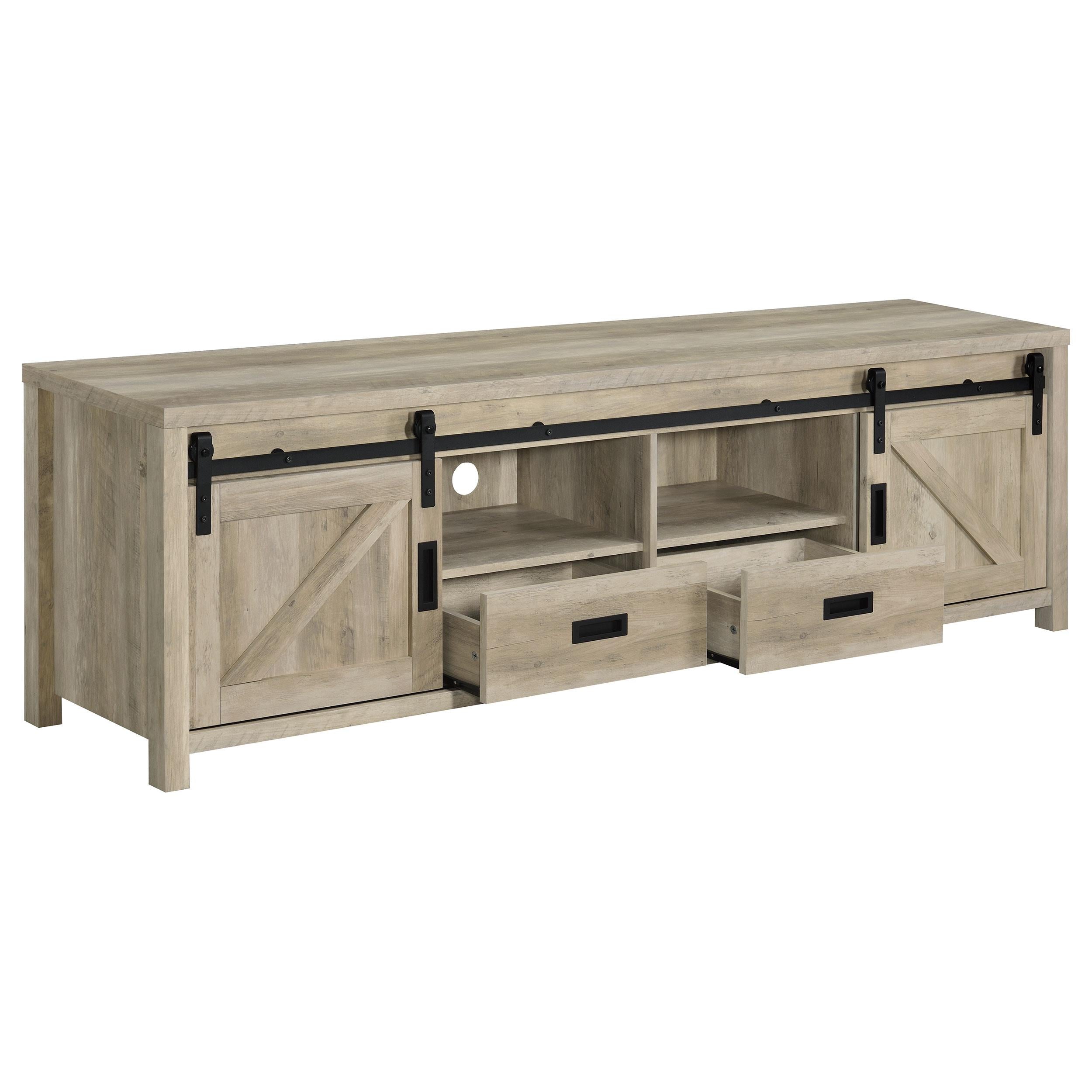Coaster Furniture Madra 736263 2-door Engineered Wood 79" TV Stand - Distressed Pine - Image 2